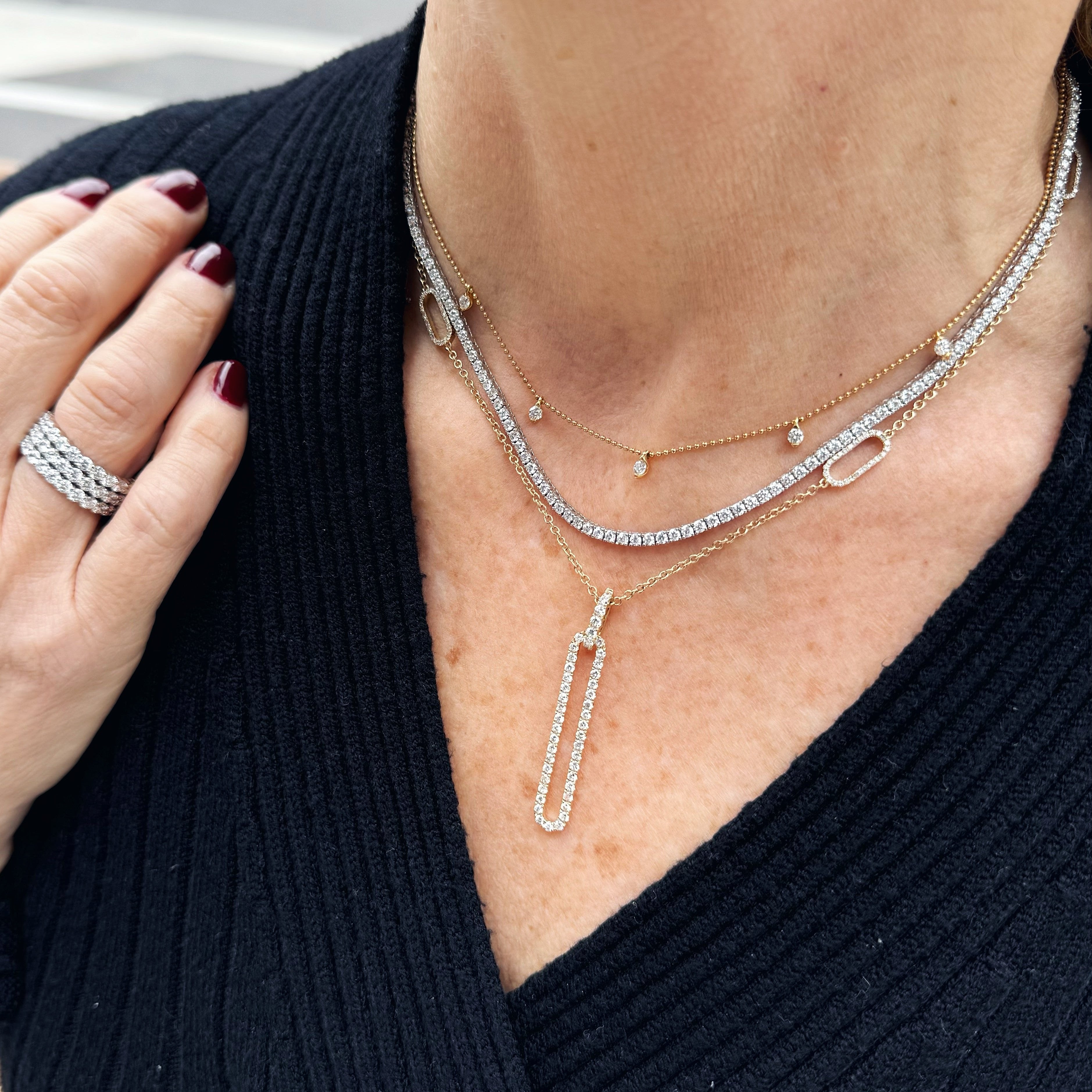 Gold Diamond Paperclip Pendant Necklace – 1.88 CT-18 Karat-Bijoux Village Fine Jewellers