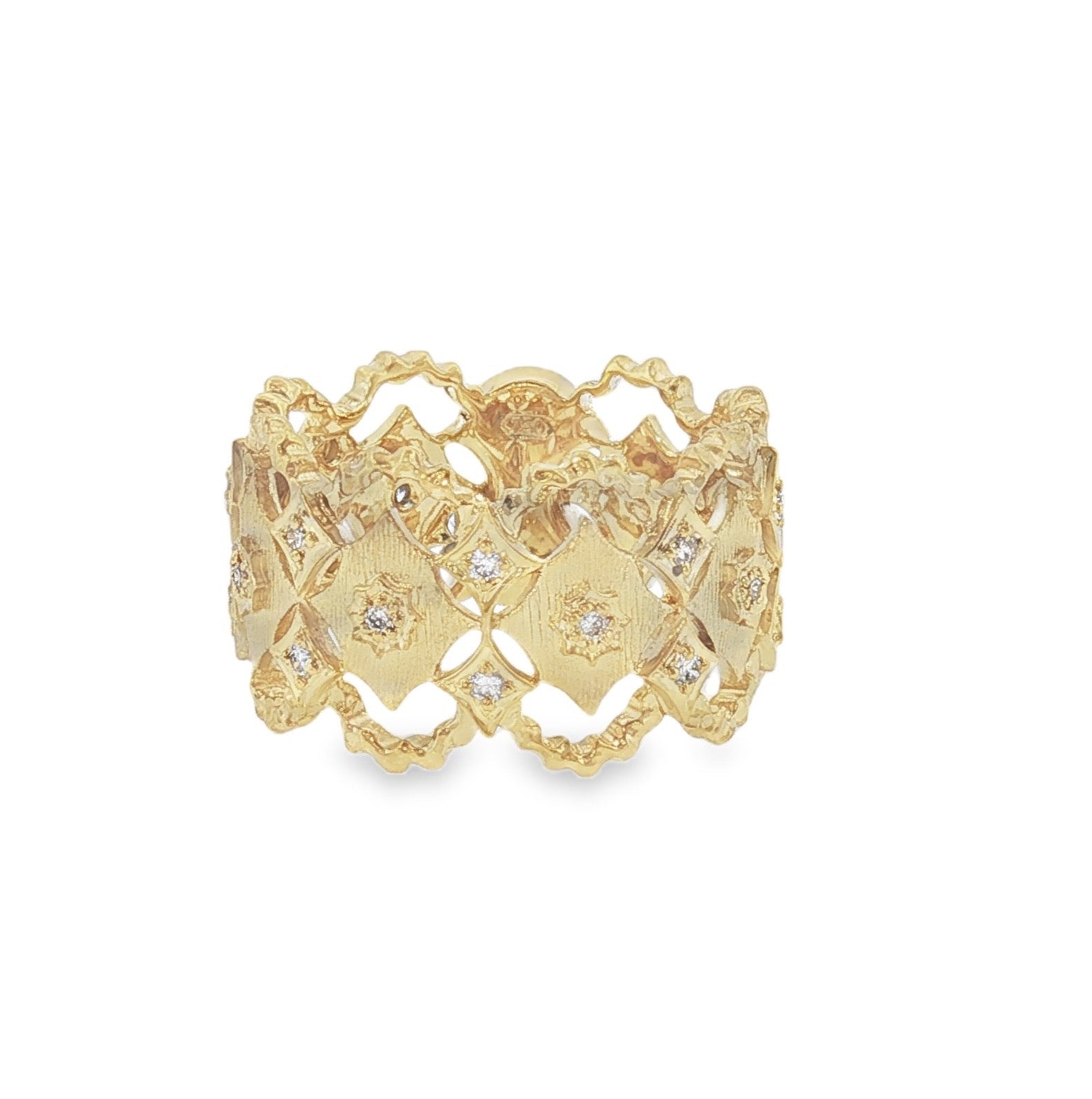 18K Yellow Gold Diamond Lattice Band-Bijoux Village Fine Jewellers