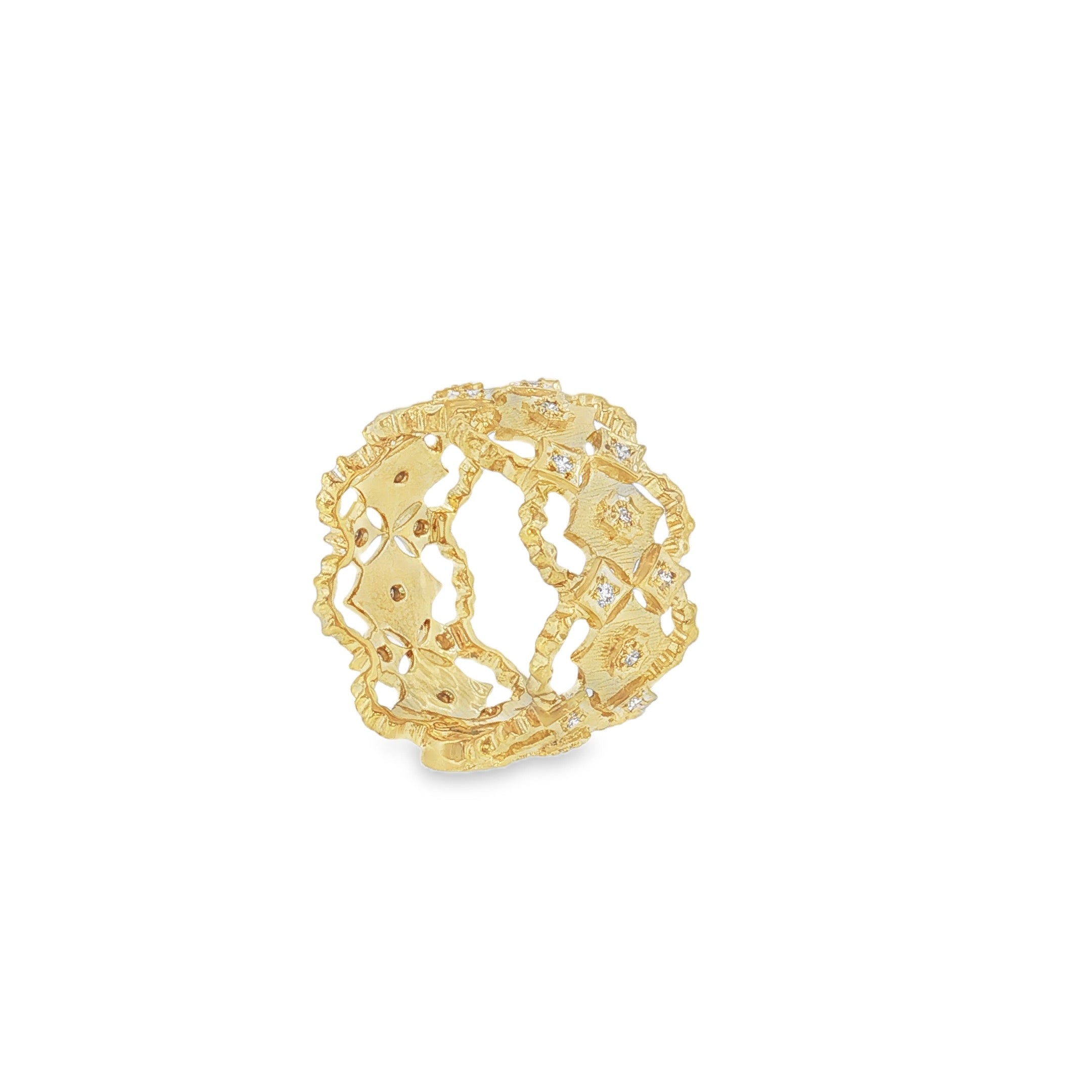 18K Yellow Gold Diamond Lattice Band