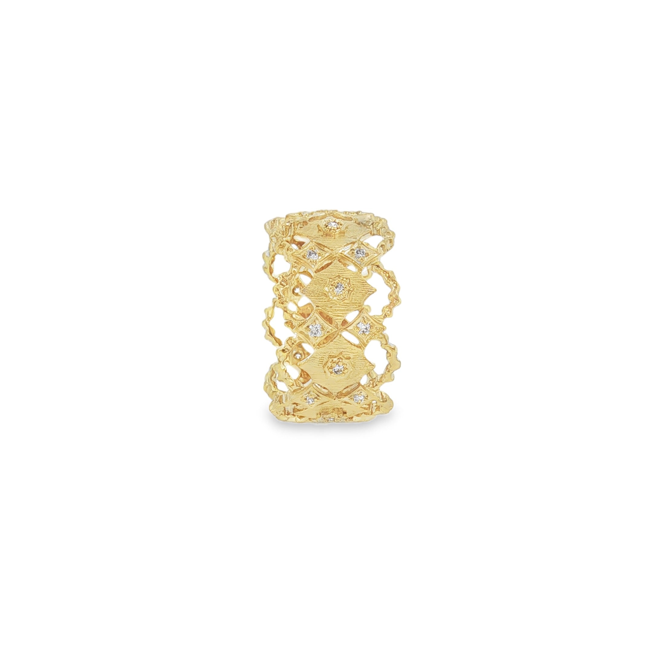 18K Yellow Gold Diamond Lattice Band-Bijoux Village Fine Jewellers