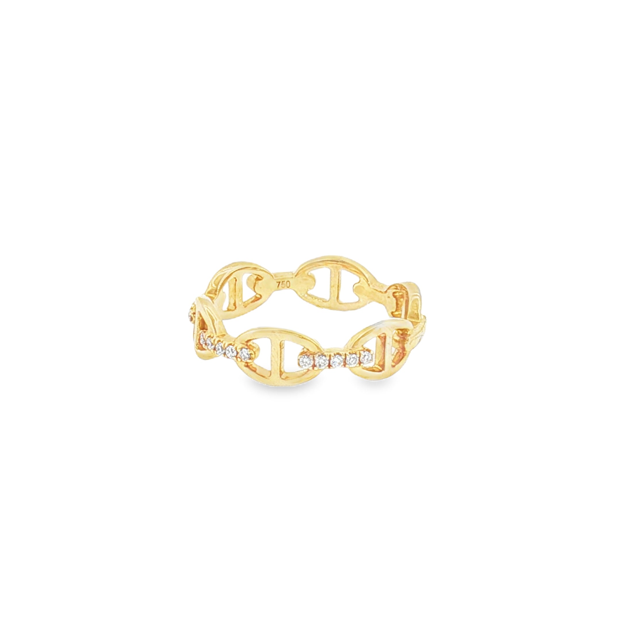 18K Gold Diamond Bit-Link Ring