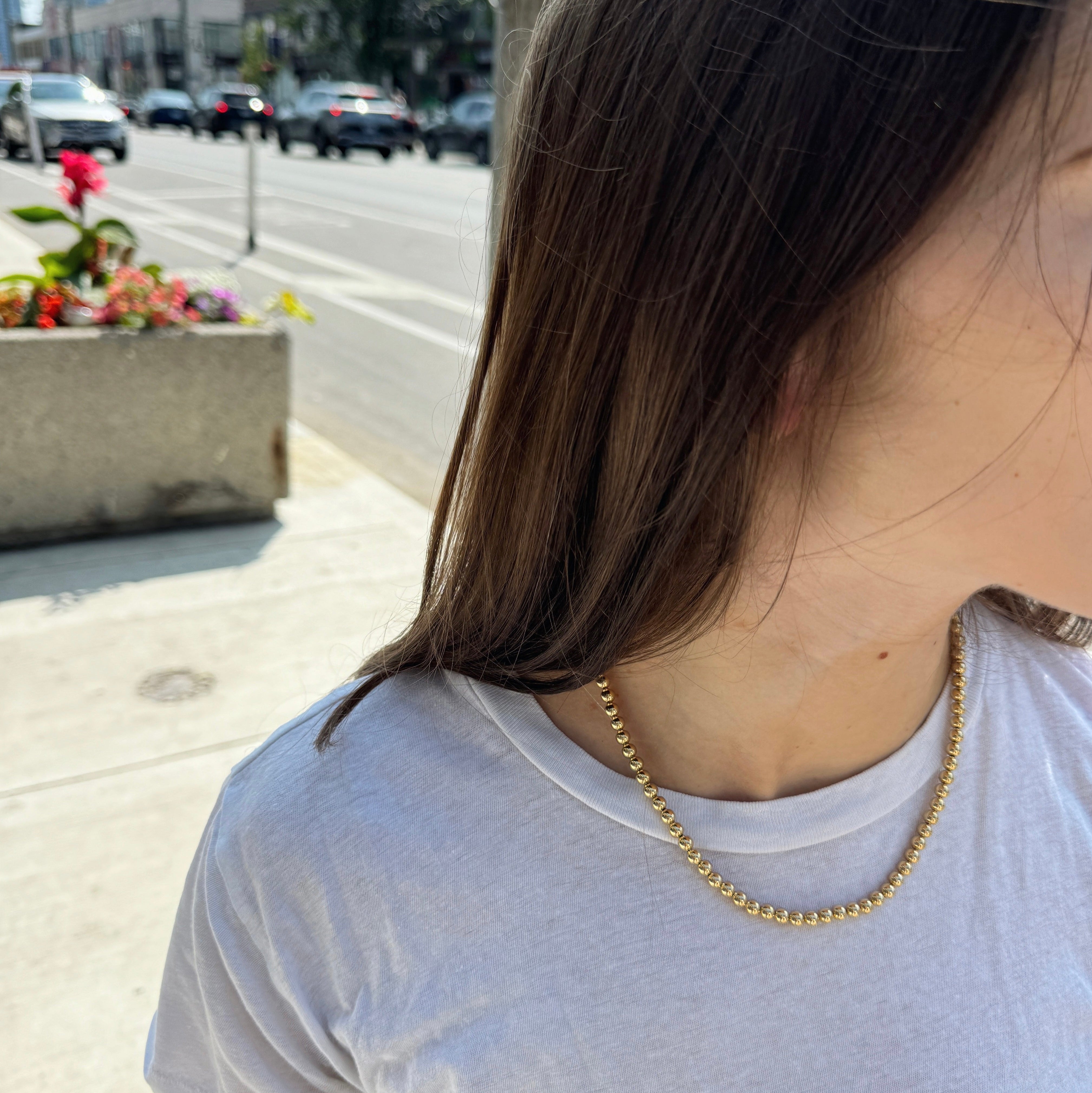 14K Yellow Gold Bead Necklace – 18 inches-Bijoux Village Fine Jewellers