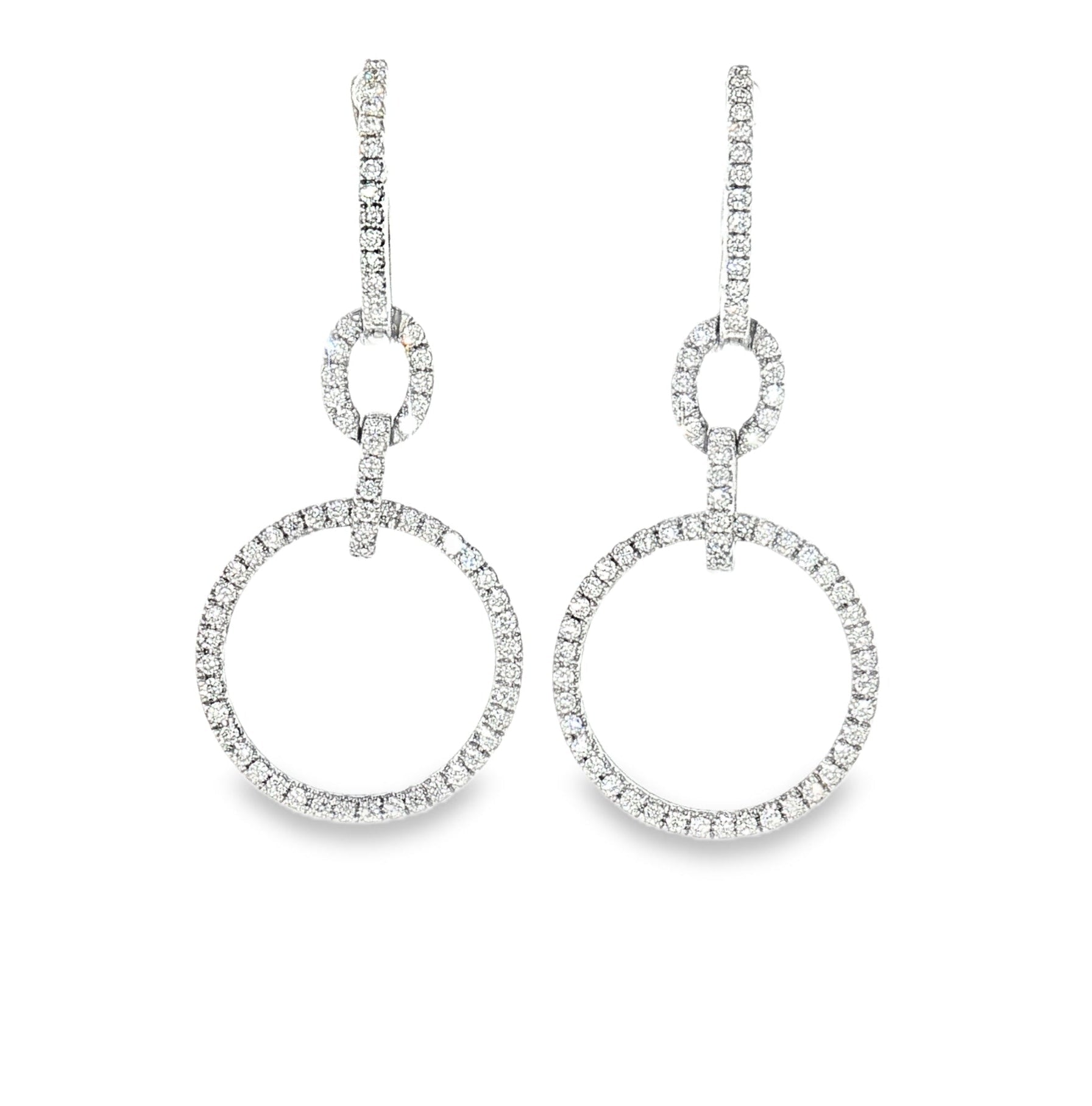 18K White Gold Diamond Double Hoop Earrings-Bijoux Village Fine Jewellers