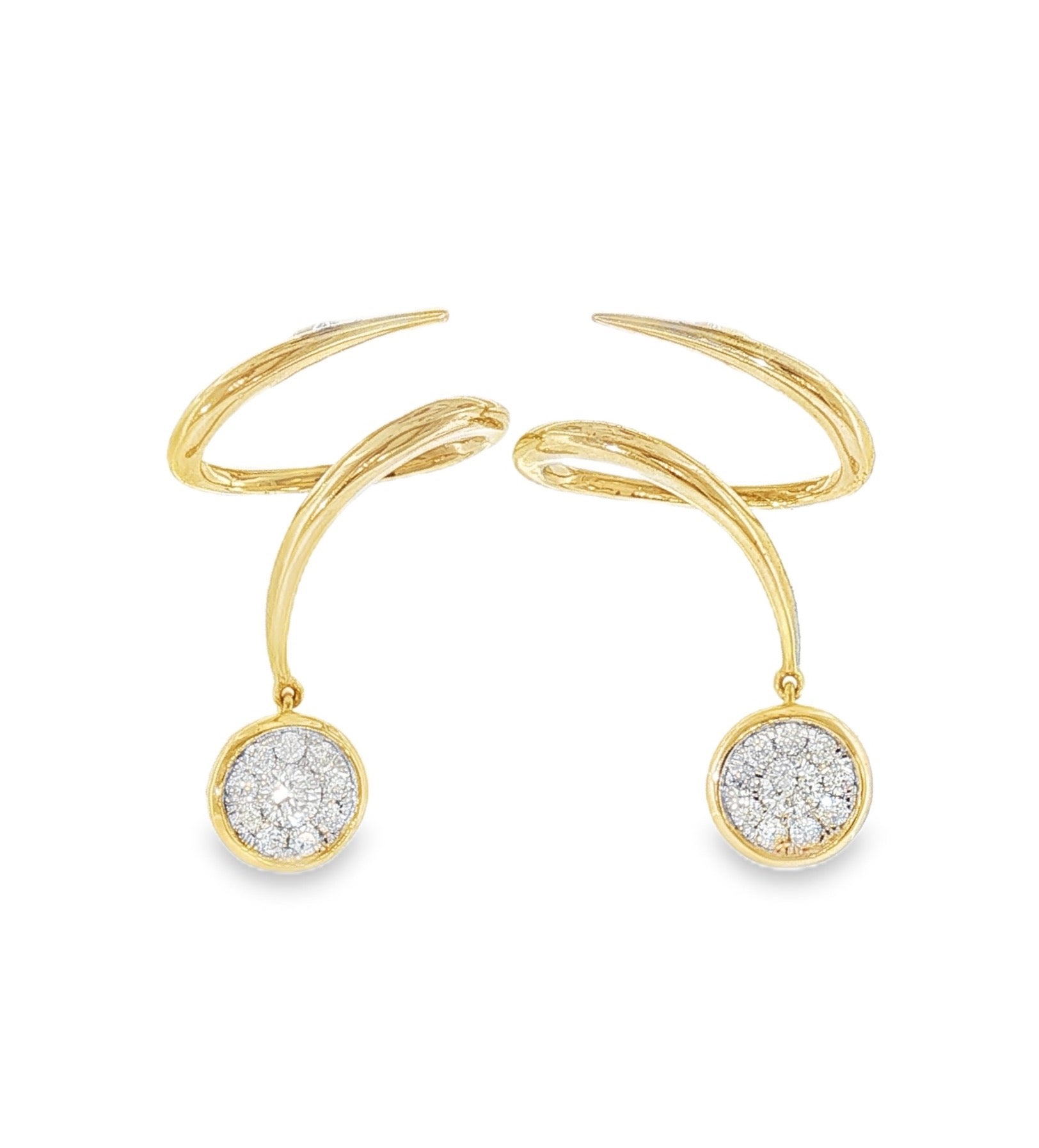 Swirl Stud Earrings with 0.62 CT Diamond Clusters-Bijoux Village Fine Jewellers