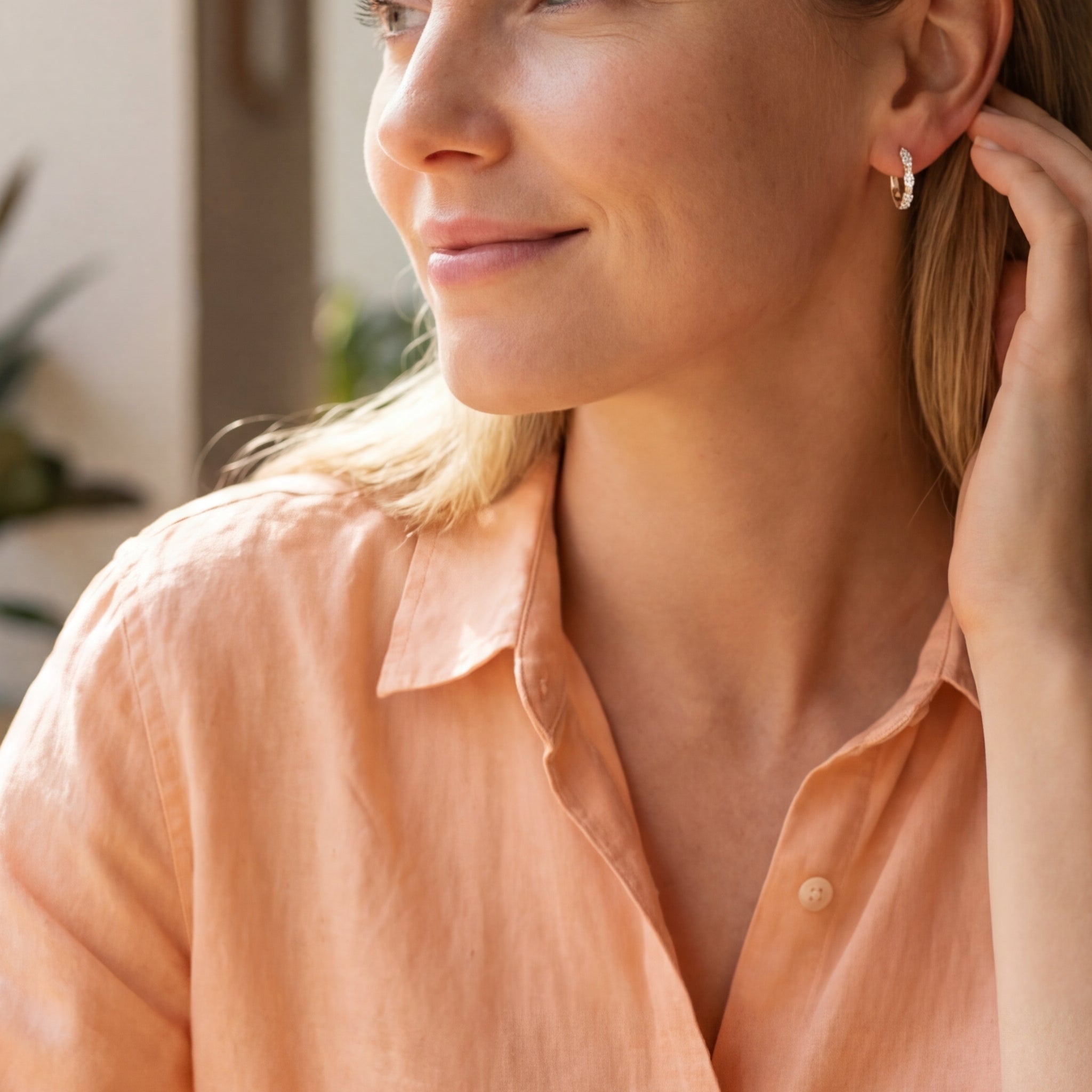 Diamond Accent Huggie Hoop Earrings-Bijoux Village Fine Jewellers