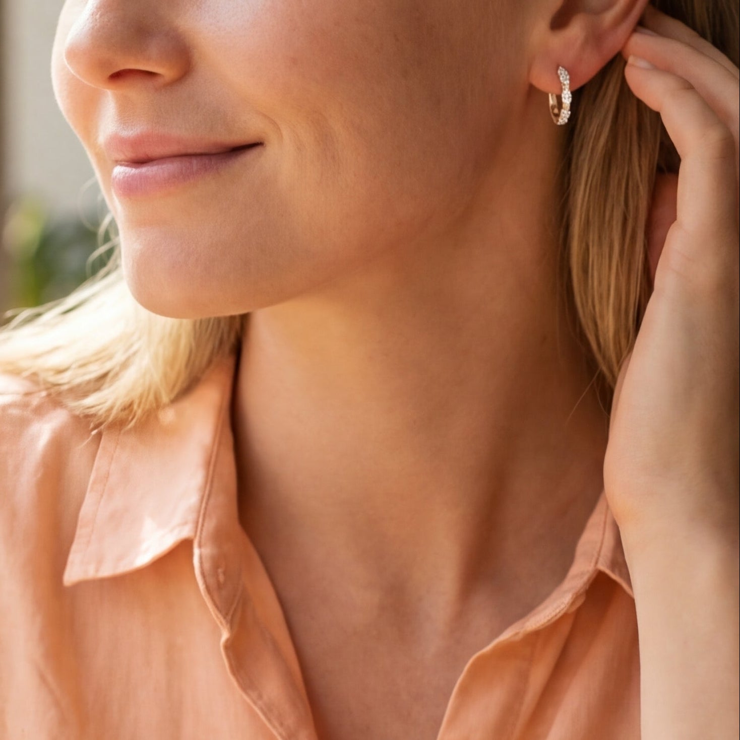 Diamond Accent Huggie Hoop Earrings-Bijoux Village Fine Jewellers