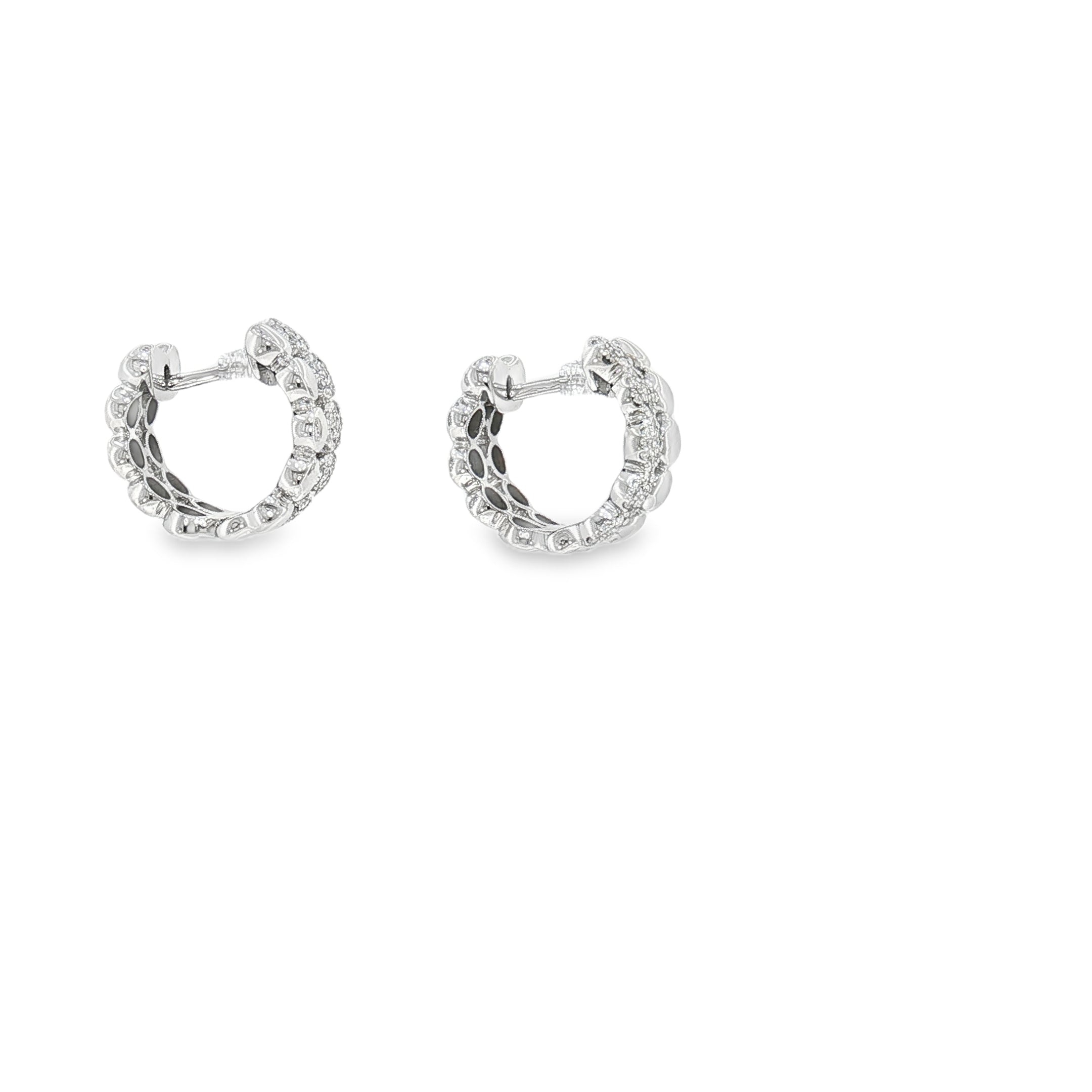 Diamond Pavé White Gold Huggie Hoop Earrings-Bijoux Village Fine Jewellers