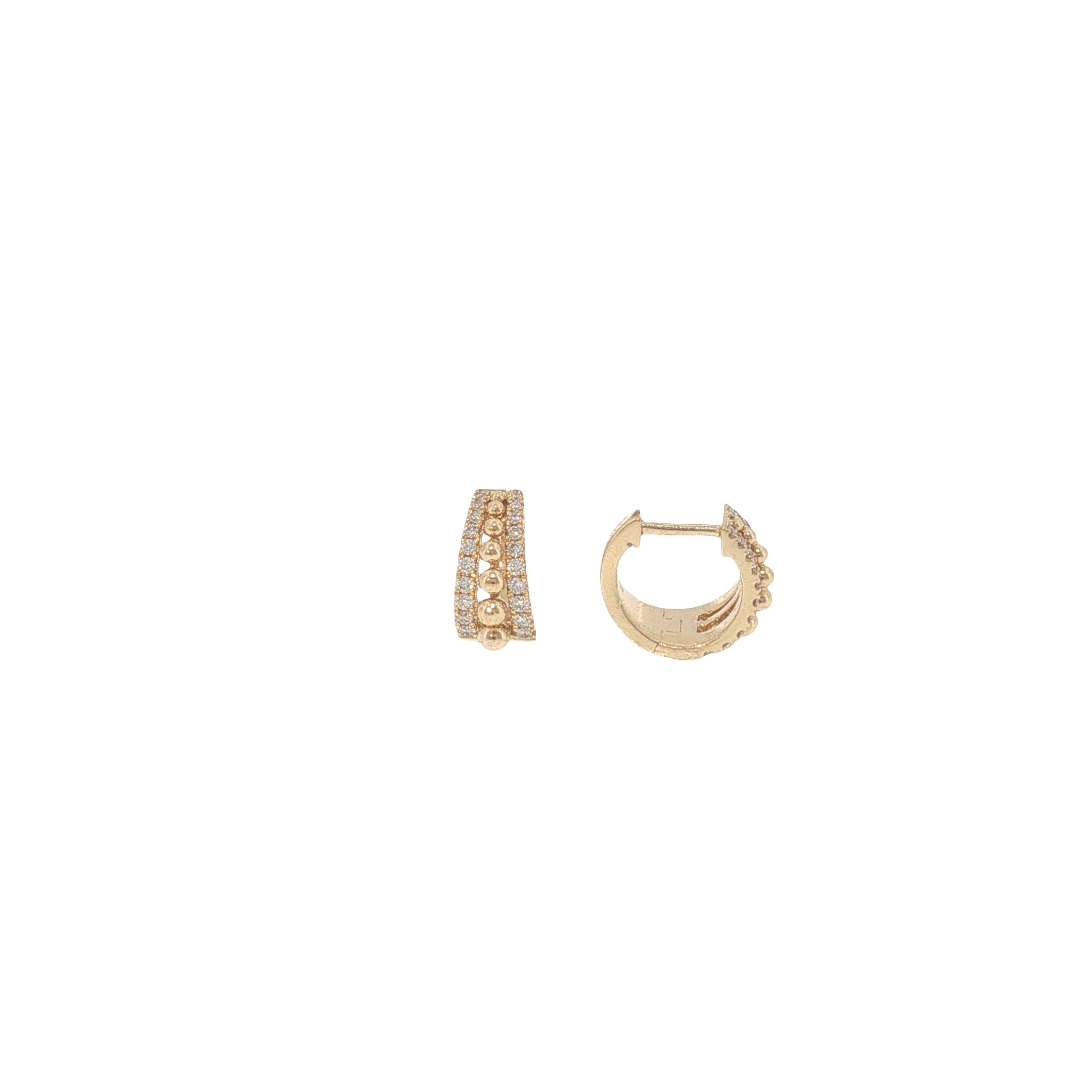 18K Yellow Gold Beaded Natural Diamond Huggie Hoops – 0.22 CTW
