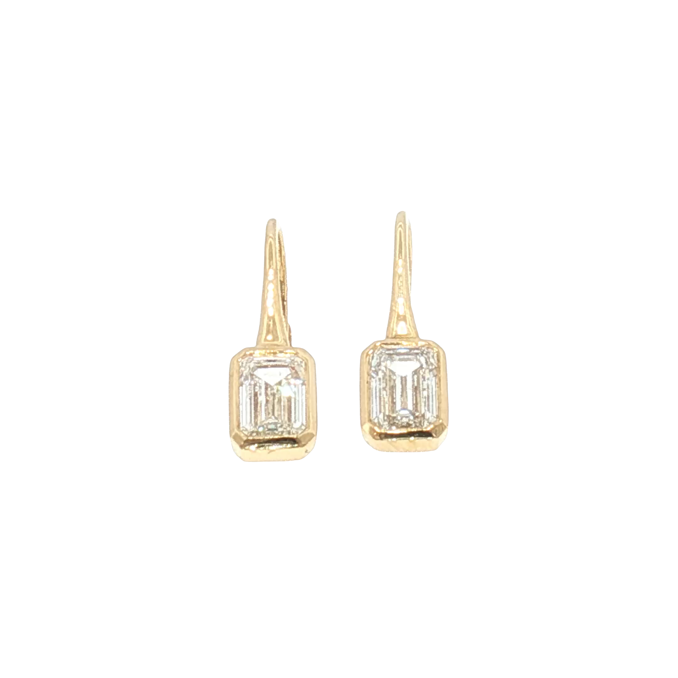 Emerald-Cut Diamond Drop Earrings-Diamond Earrings-Bijoux Village Fine Jewellers