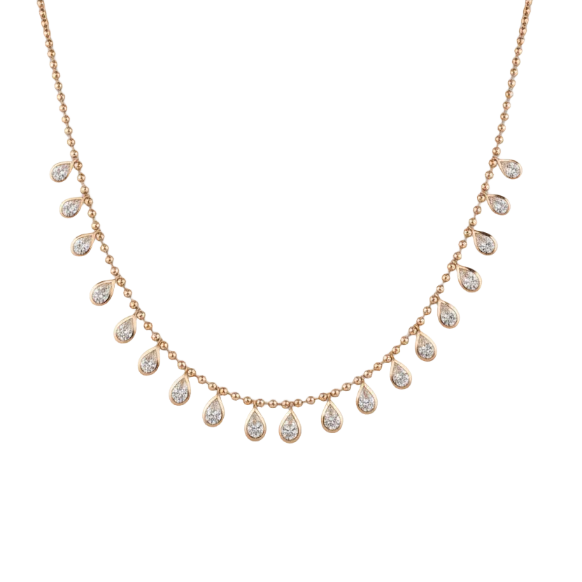 18 karat Yellow Gold Diamond Pear Drop Pendant Necklace-Diamond Necklaces-Bijoux Village Fine Jewellers