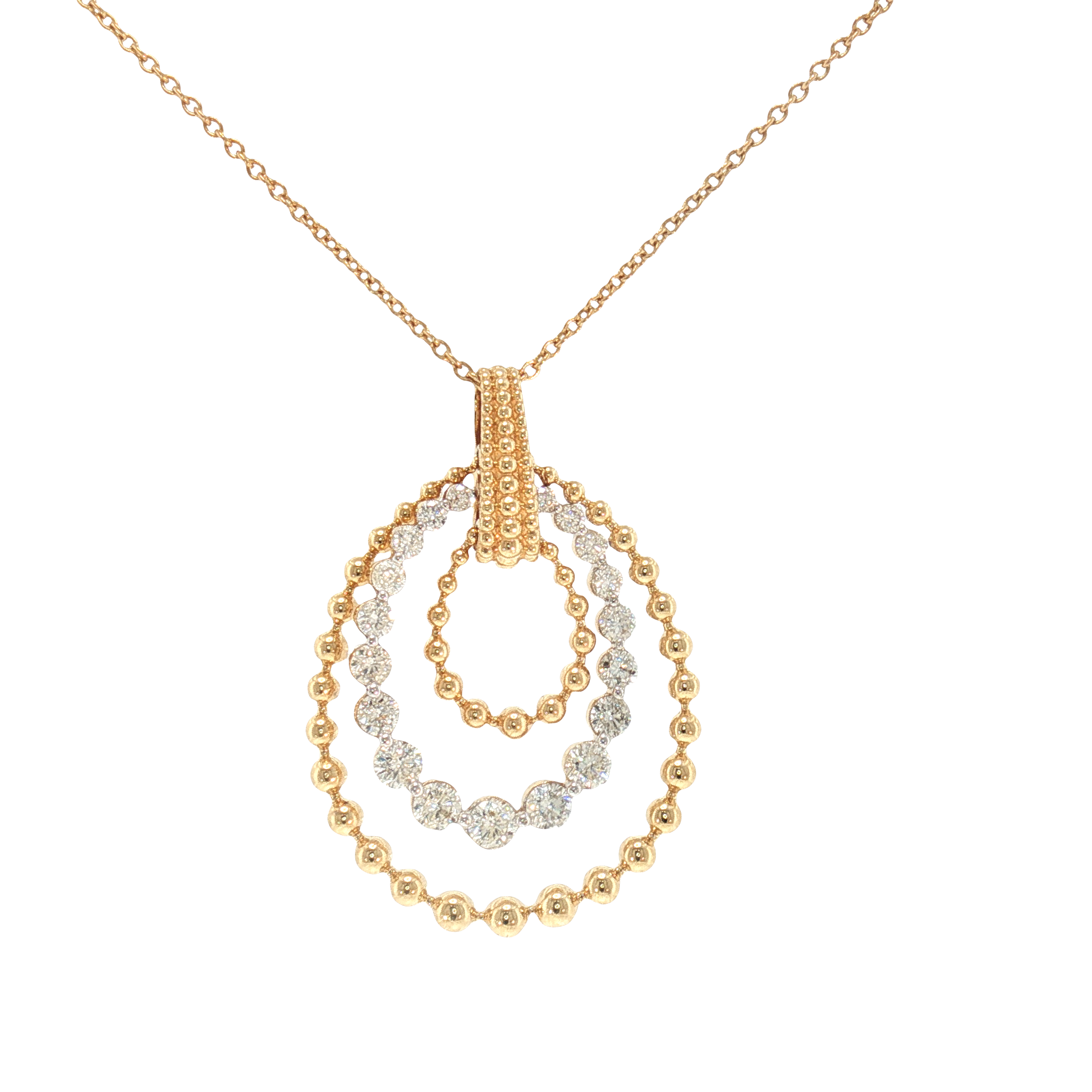 14K Yellow Gold Triple Drop Diamond Pendant – 1.49 CT-Bijoux Village Fine Jewellers