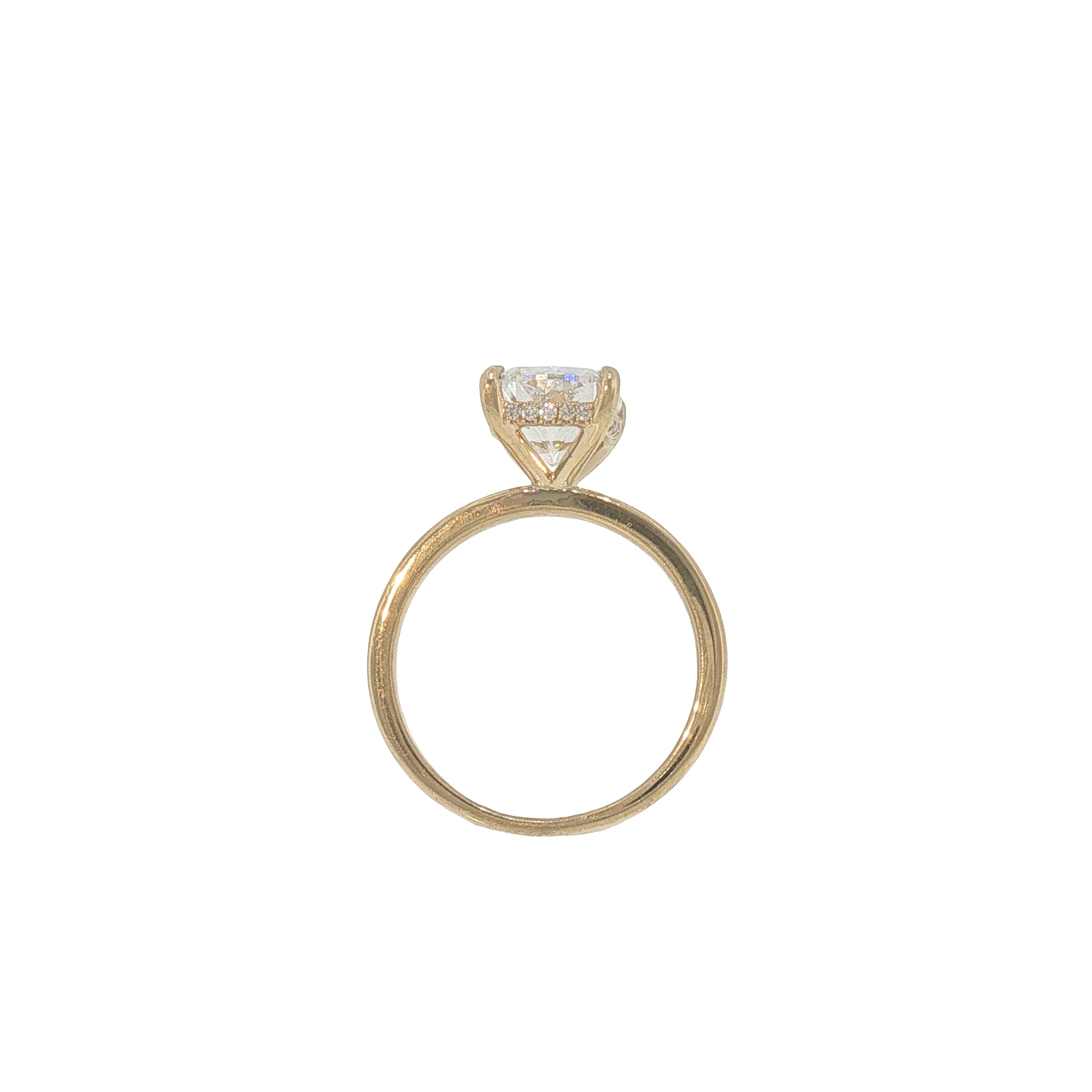 3.06 CT Cushion-Cut Lab-Grown Diamond Hidden Halo Ring in 18K Yellow Gold