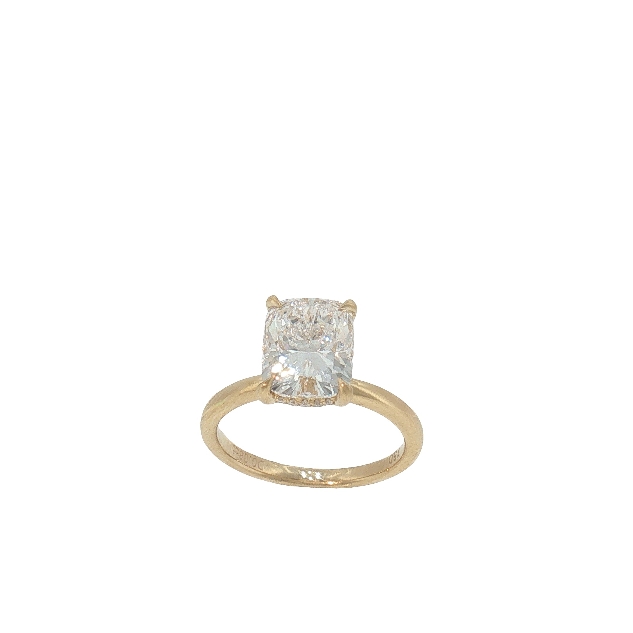 3.06 CT Cushion-Cut Lab-Grown Diamond Hidden Halo Ring in 18K Yellow Gold