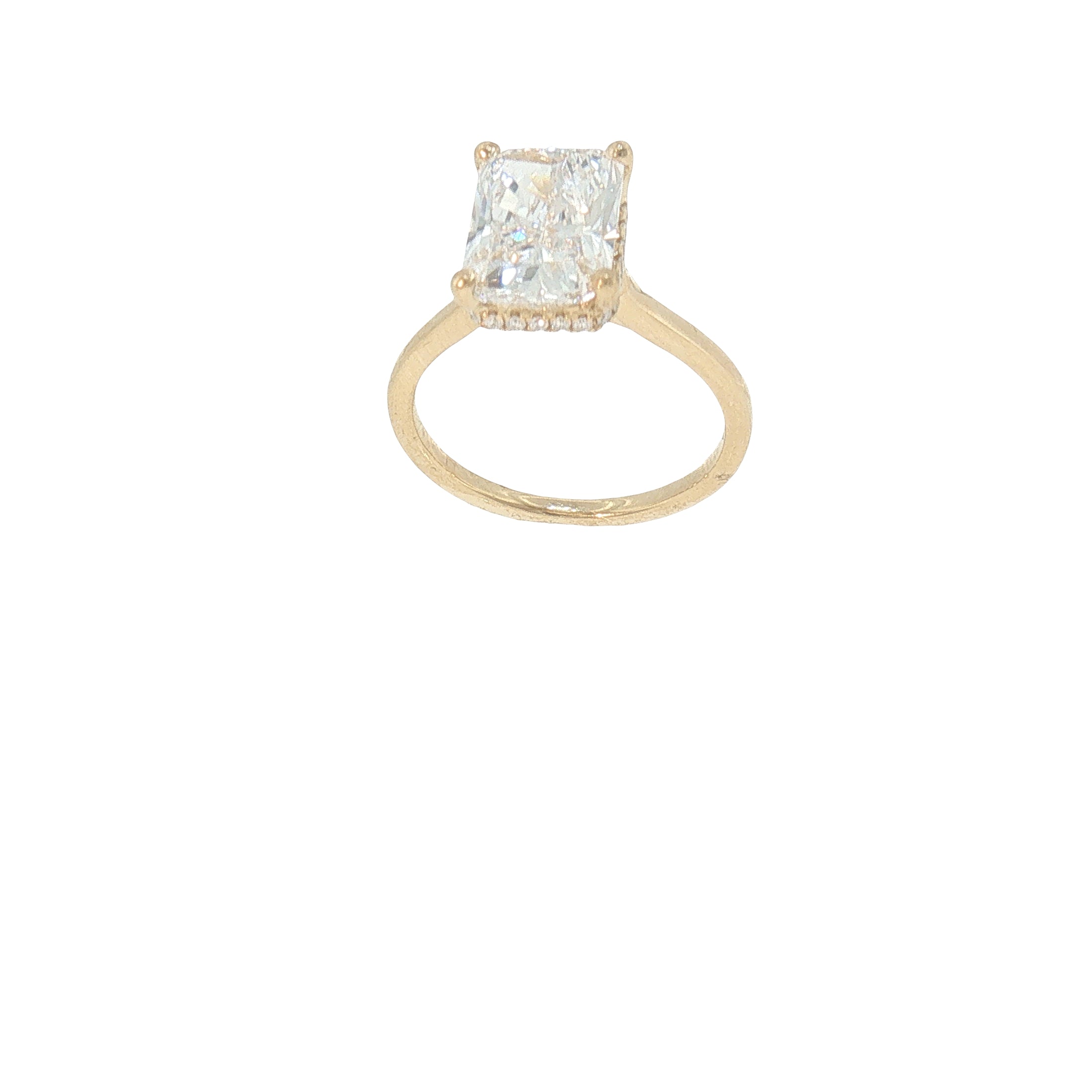 3.54 CT Radiant-Cut Lab-Grown Diamond Hidden Halo Ring in 18K Yellow Gold-Bijoux Village Fine Jewellers