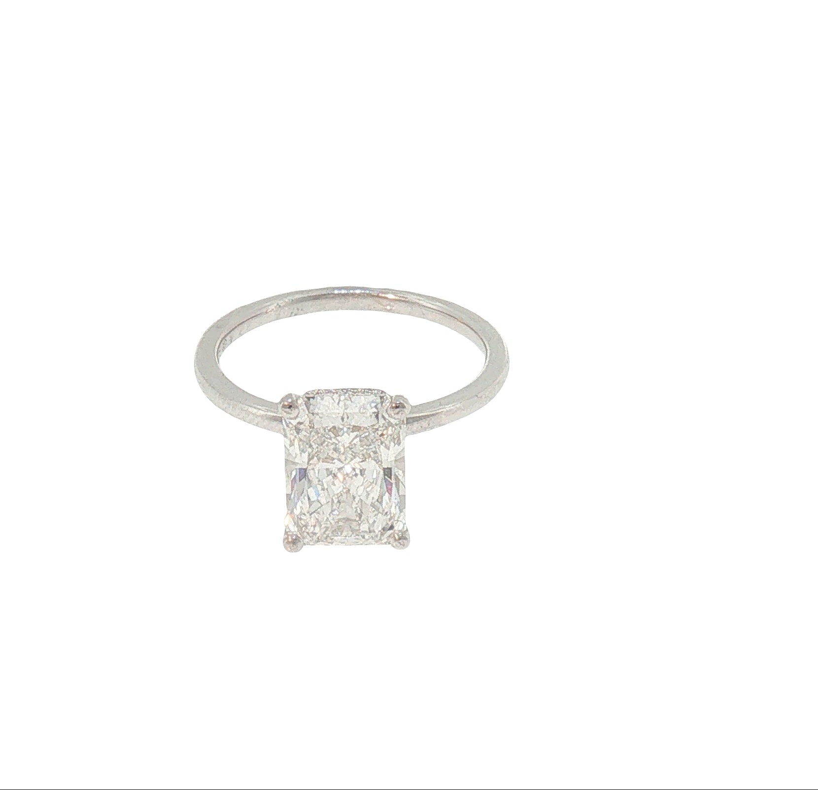 3.08 CT Radiant-Cut Lab-Grown Diamond Hidden Halo Ring in 14K White Gold-Bijoux Village Fine Jewellers