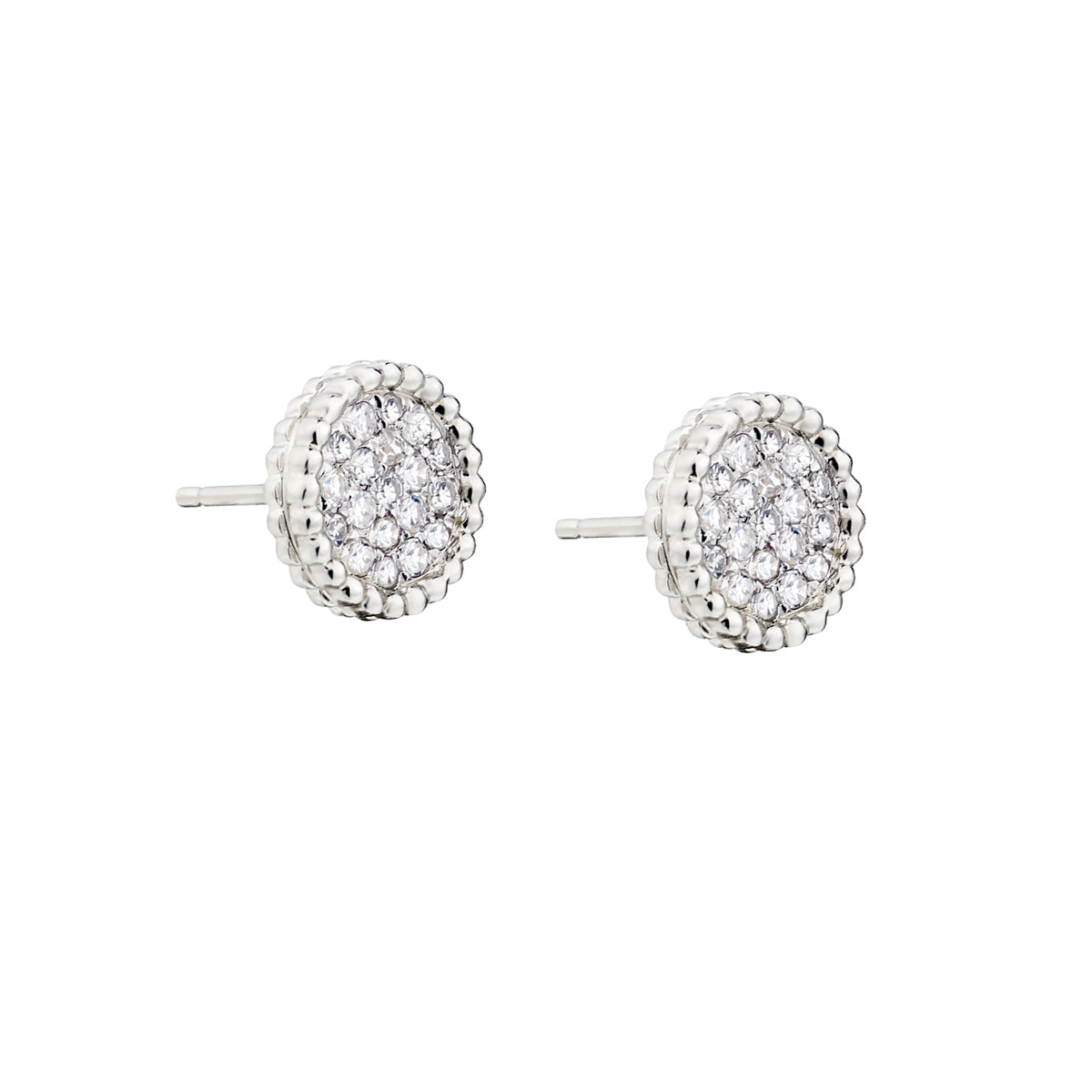 Round Pave Diamond Stud Earrings-Diamond-Bijoux Village Fine Jewellers