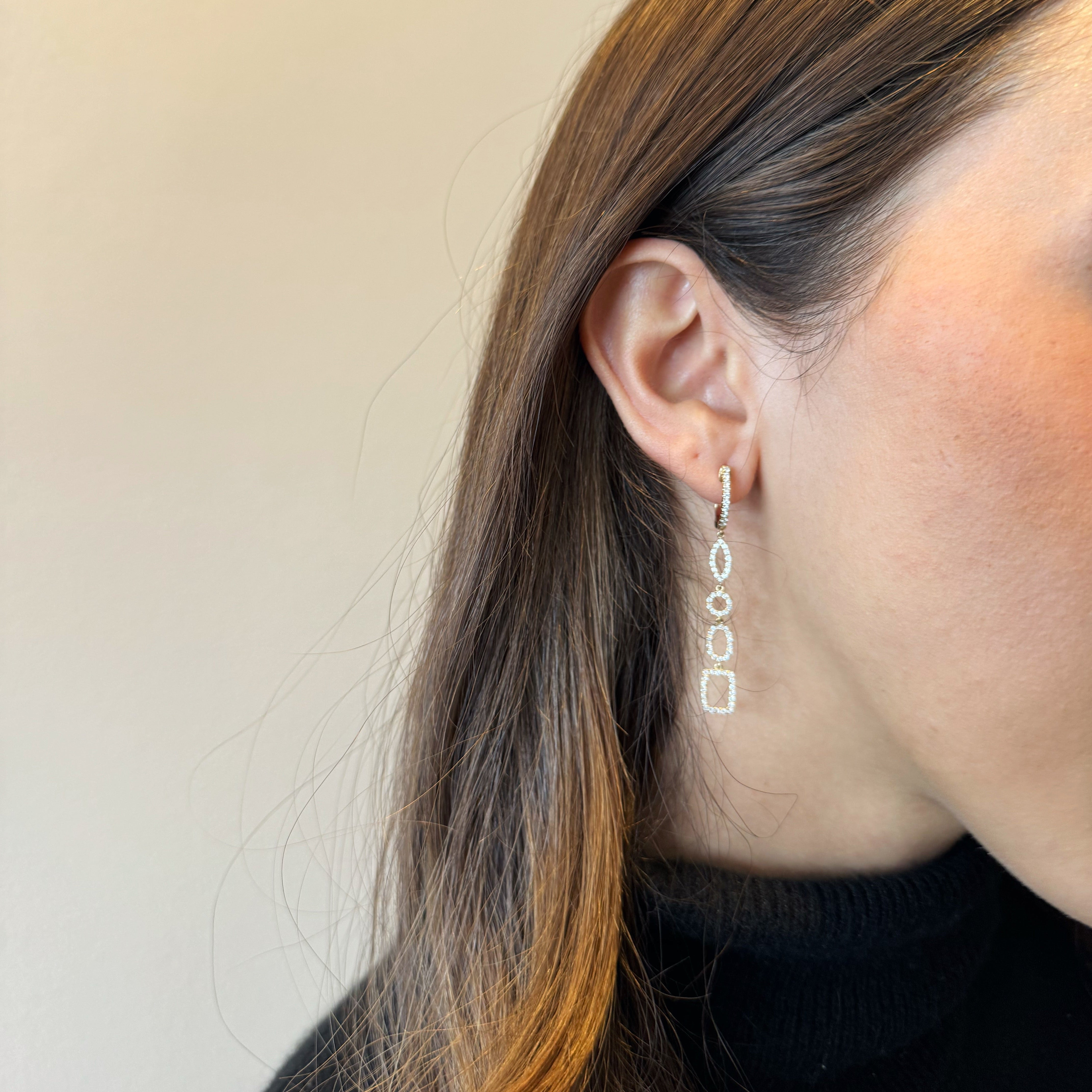 Geometric Diamond Drop Earrings-Bijoux Village Fine Jewellers