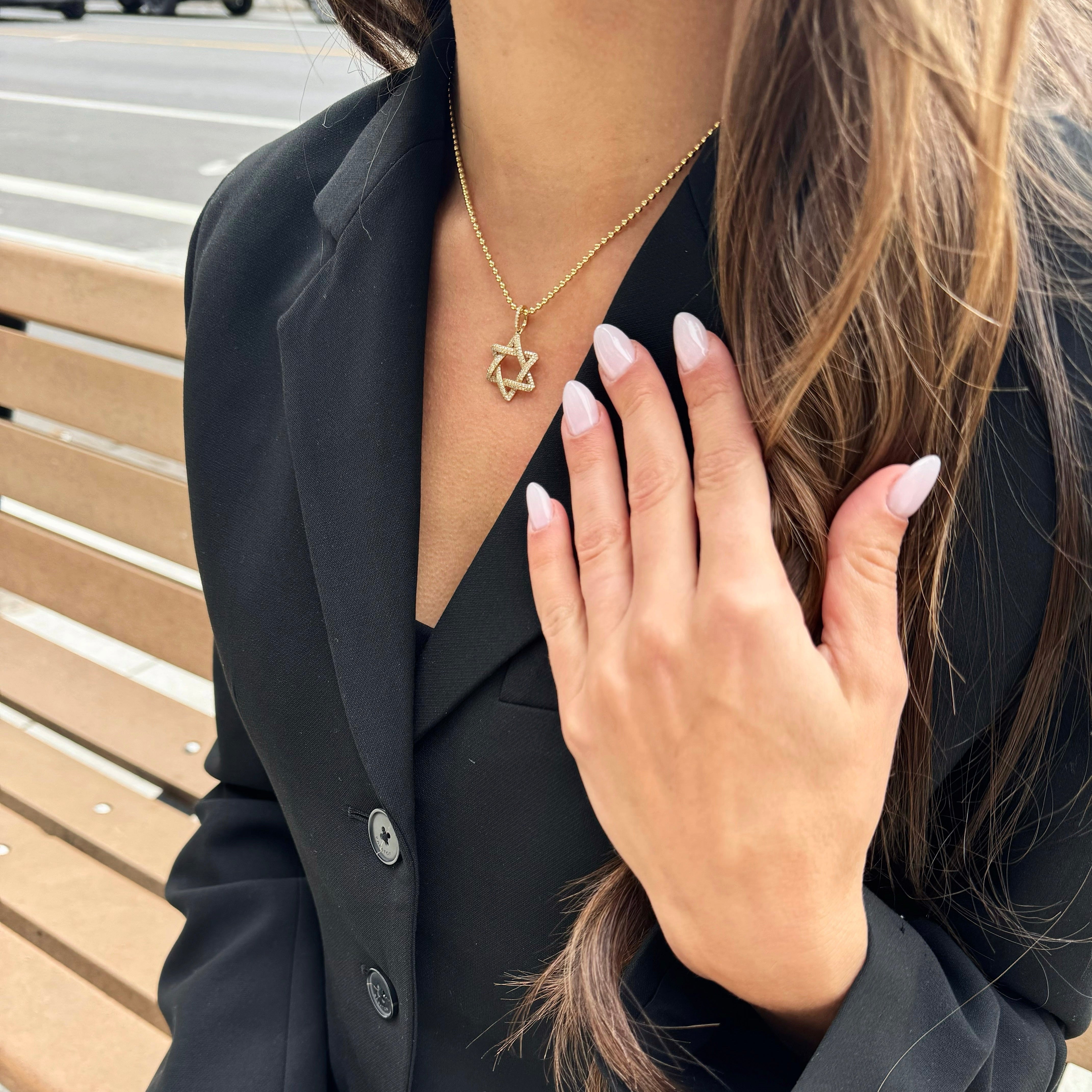 Yellow Gold Diamond Star of David Pendant-Bijoux Village Fine Jewellers