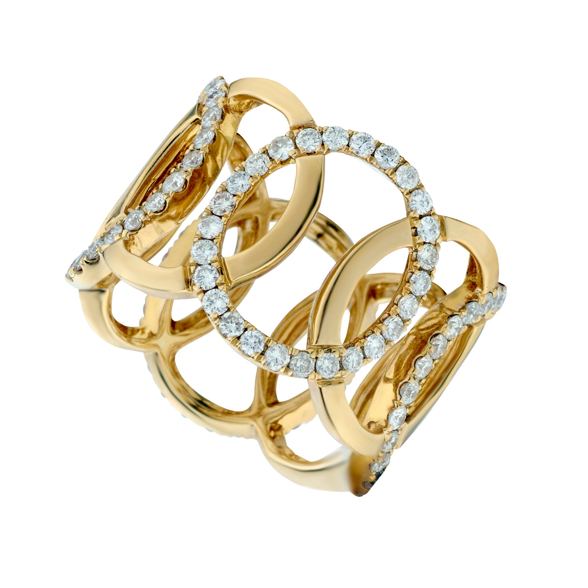 Yellow Gold Openwork Diamond Statement Ring-Bijoux Village Fine Jewellers
