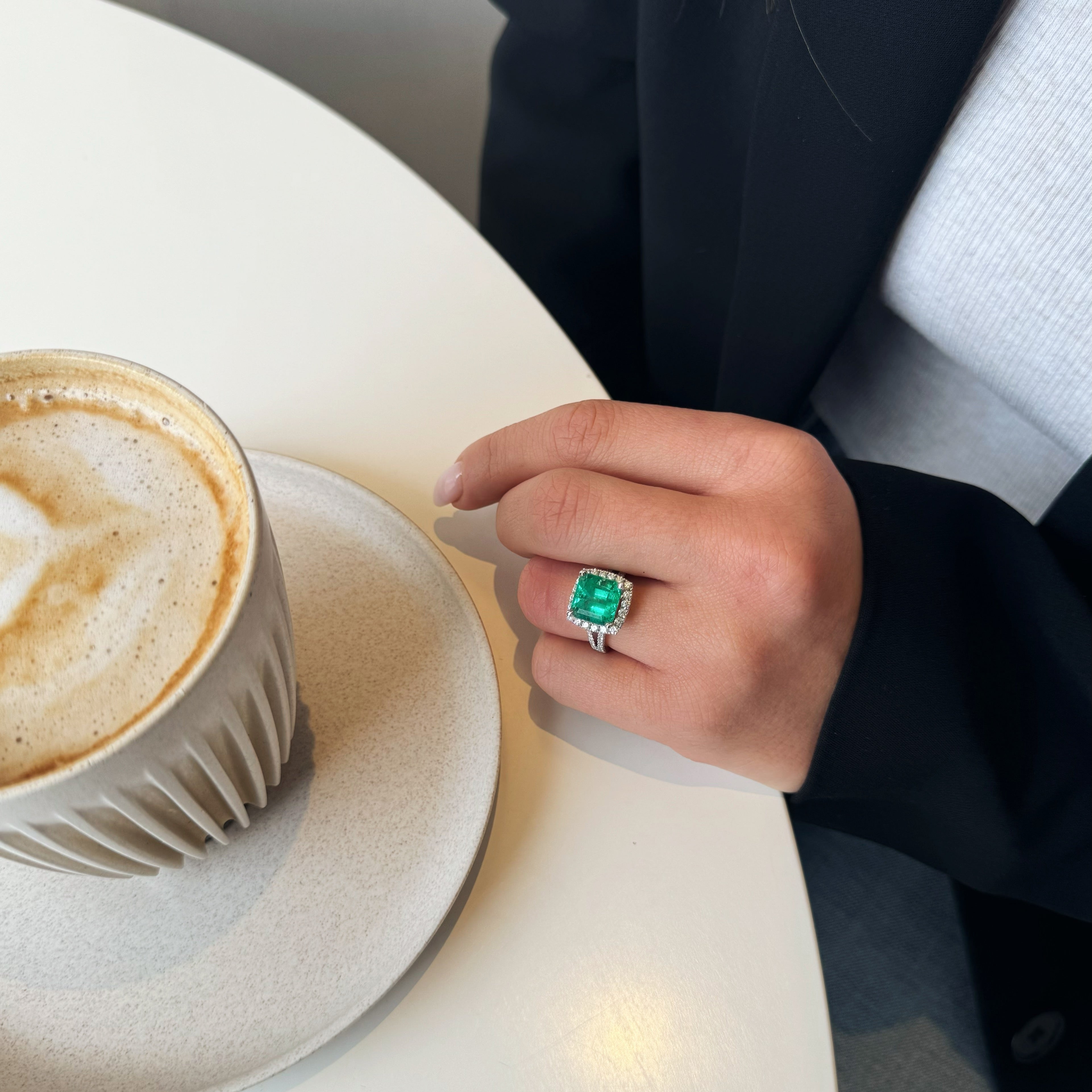 Emerald Majesty Halo Ring - 4.50 Carats-Bijoux Village Fine Jewellers