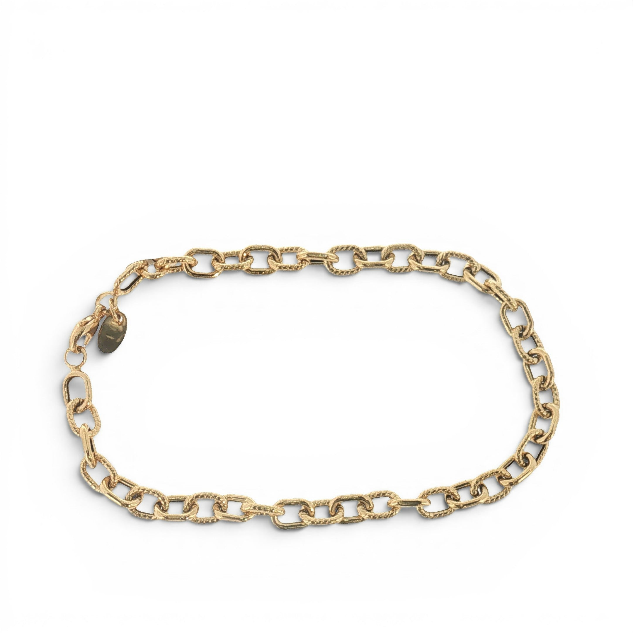 14K Yellow Gold Italian Textured Link Bracelet-14 Karat-Bijoux Village Fine Jewellers