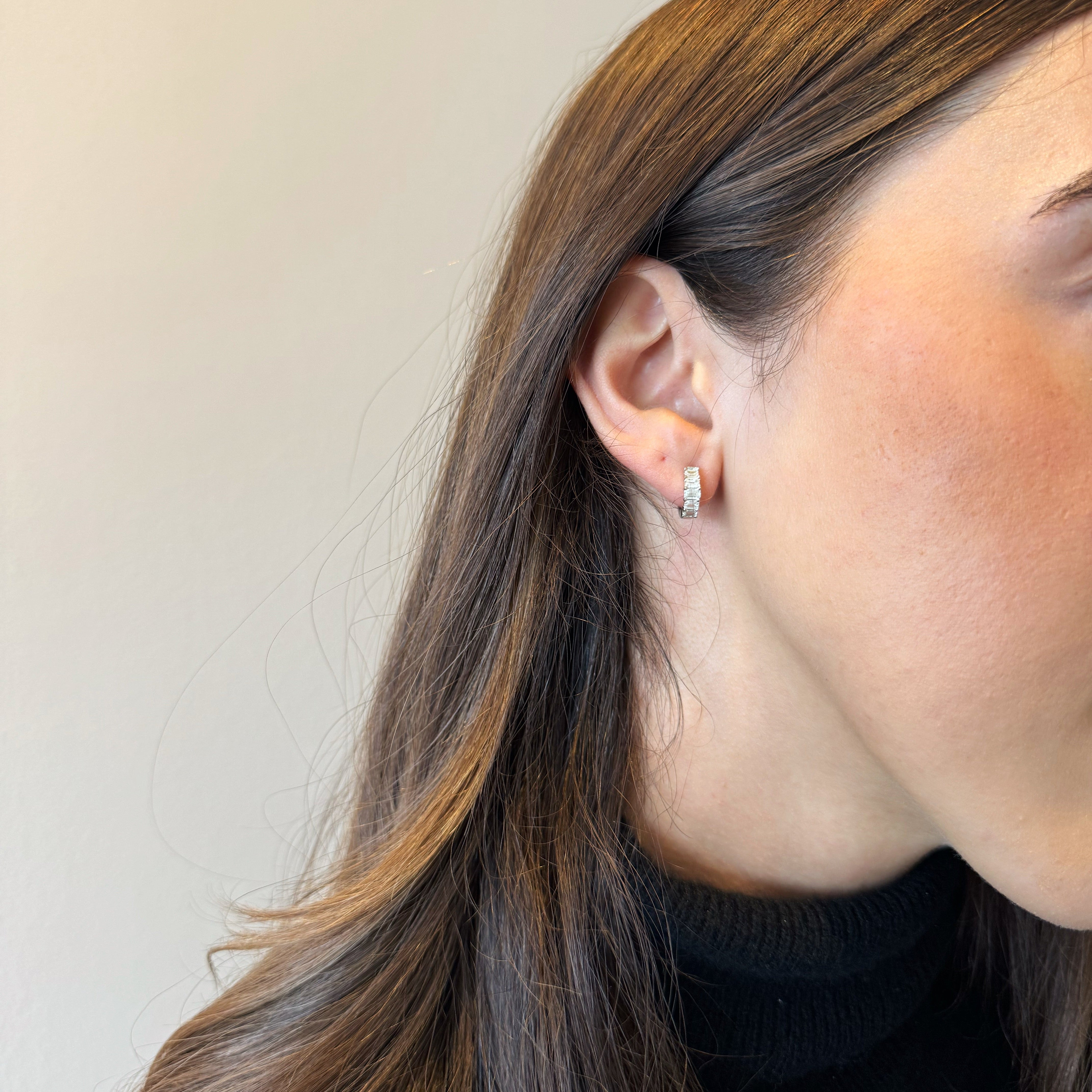 Emerald Cut Elegance Hoops-Diamond-Bijoux Village Fine Jewellers