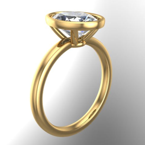 Bezel set oval diamond ring-18 Karat-Bijoux Village Fine Jewellers