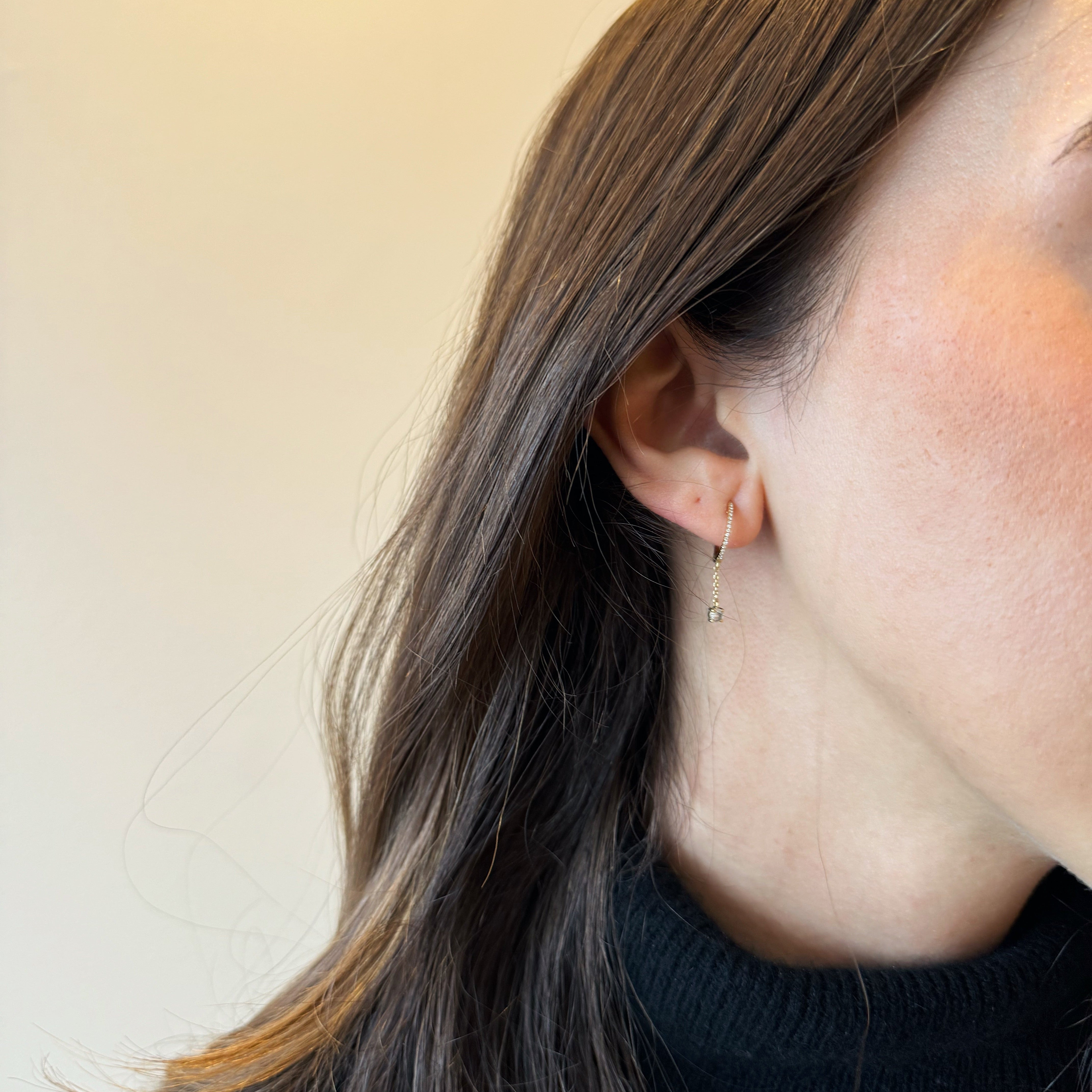 Diamond Drop Huggie Earrings-18 Karat-Bijoux Village Fine Jewellers