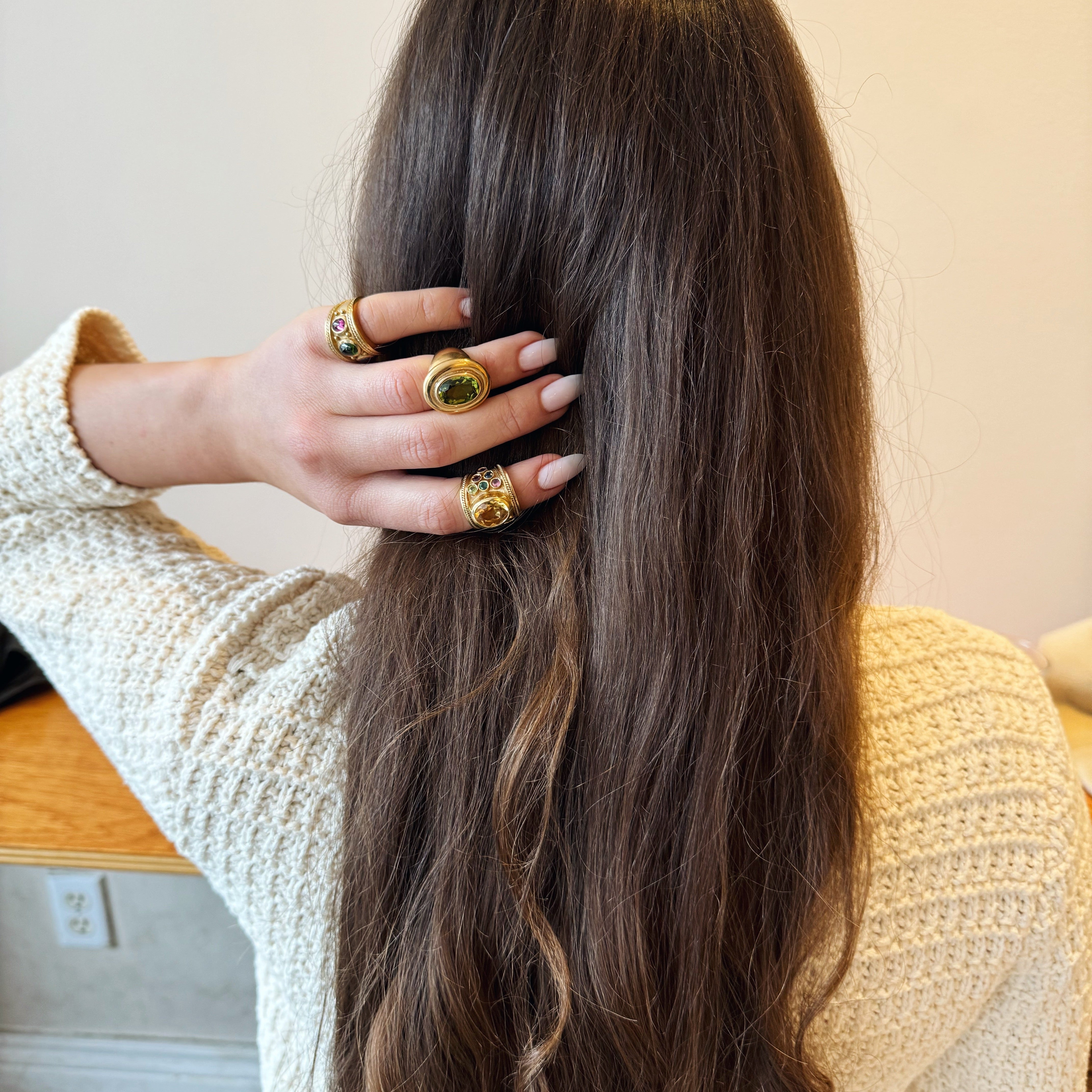 Oval Peridot Statement Ring-14 Karat-Bijoux Village Fine Jewellers