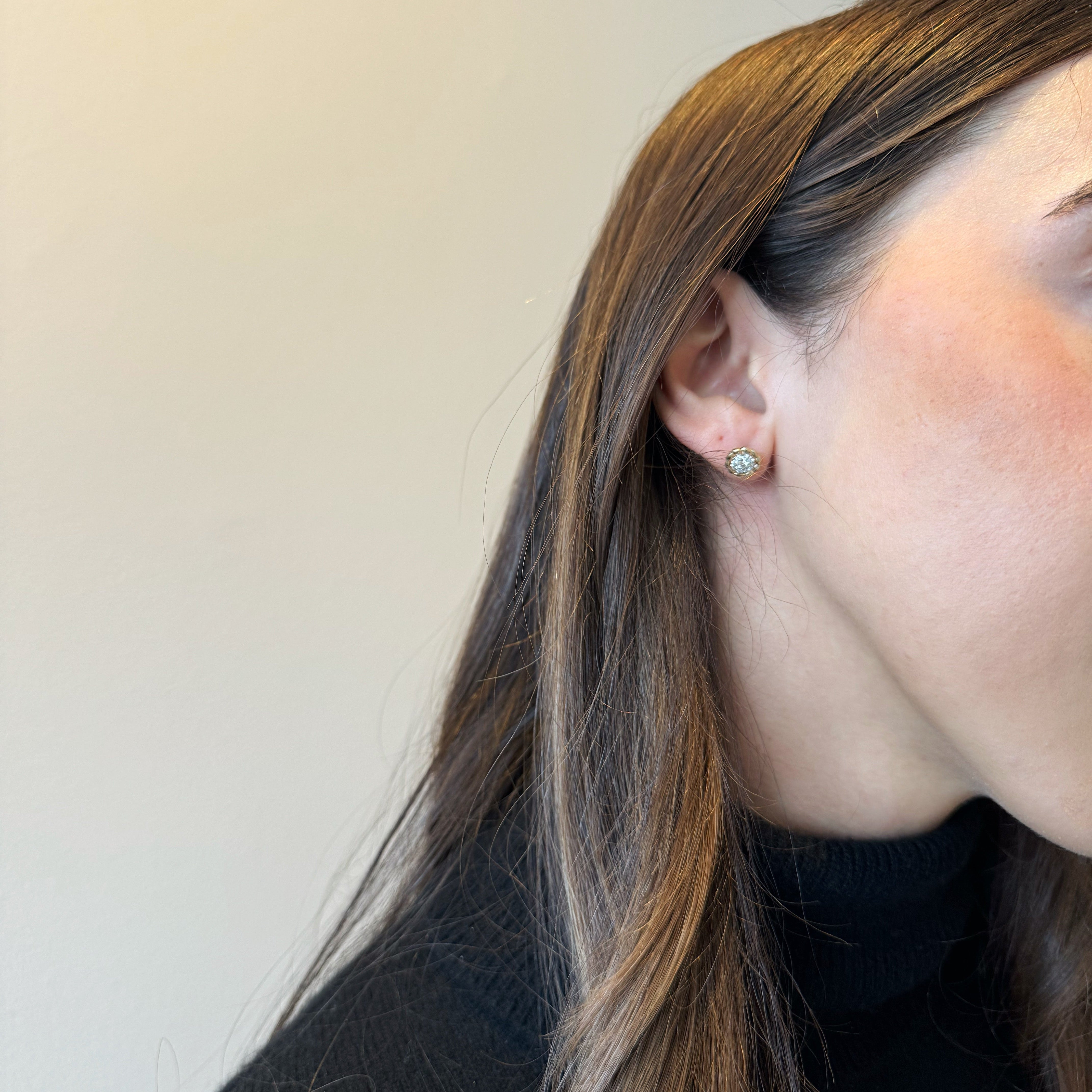 Diamond Cluster Stud Earrings-18 Karat-Bijoux Village Fine Jewellers