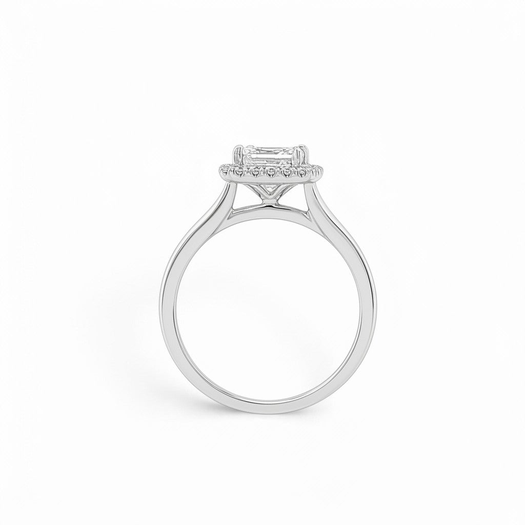 Princess Cut Diamond Halo Ring in White Gold-Bijoux Village Fine Jewellers