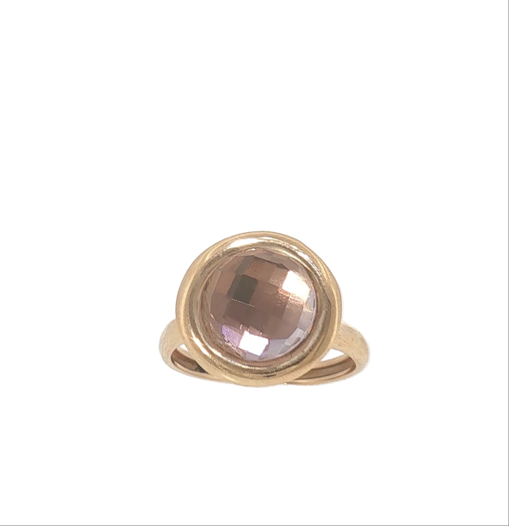 18K Rose Gold Checkerboard-Cut Amethyst Dome Ring-Bijoux Village Fine Jewellers