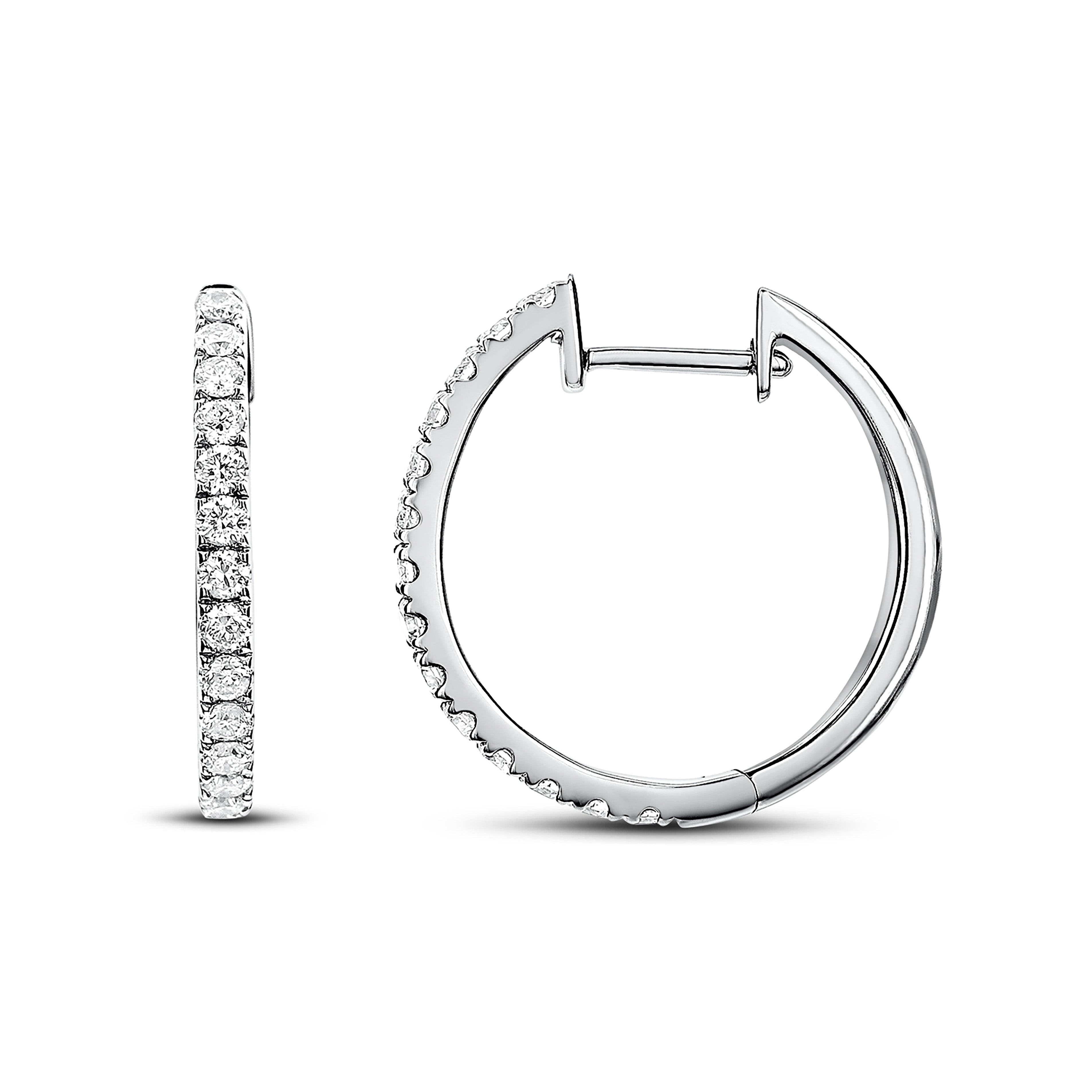 18K White Gold 0.12 CT Diamond Hoop Earrings-Bijoux Village Fine Jewellers
