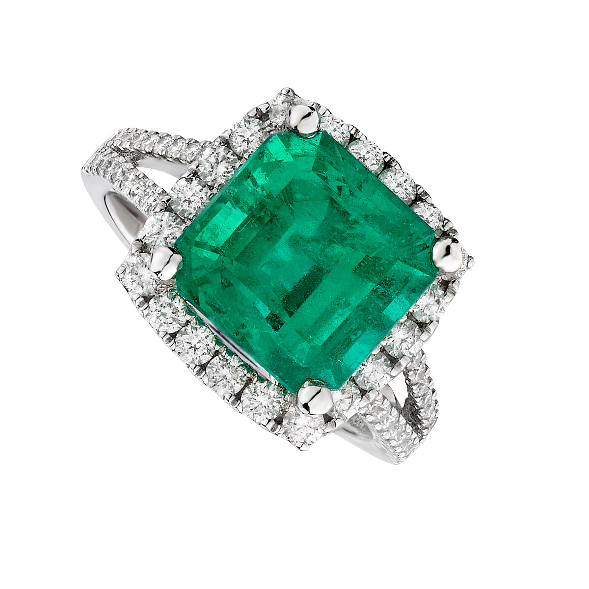 Emerald Majesty Halo Ring - 4.50 Carats-Bijoux Village Fine Jewellers