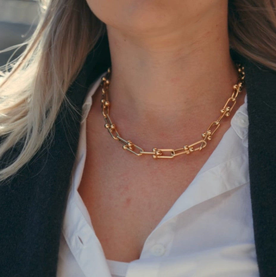 Bold Link & Bead Necklace-Bijoux Village Fine Jewellers