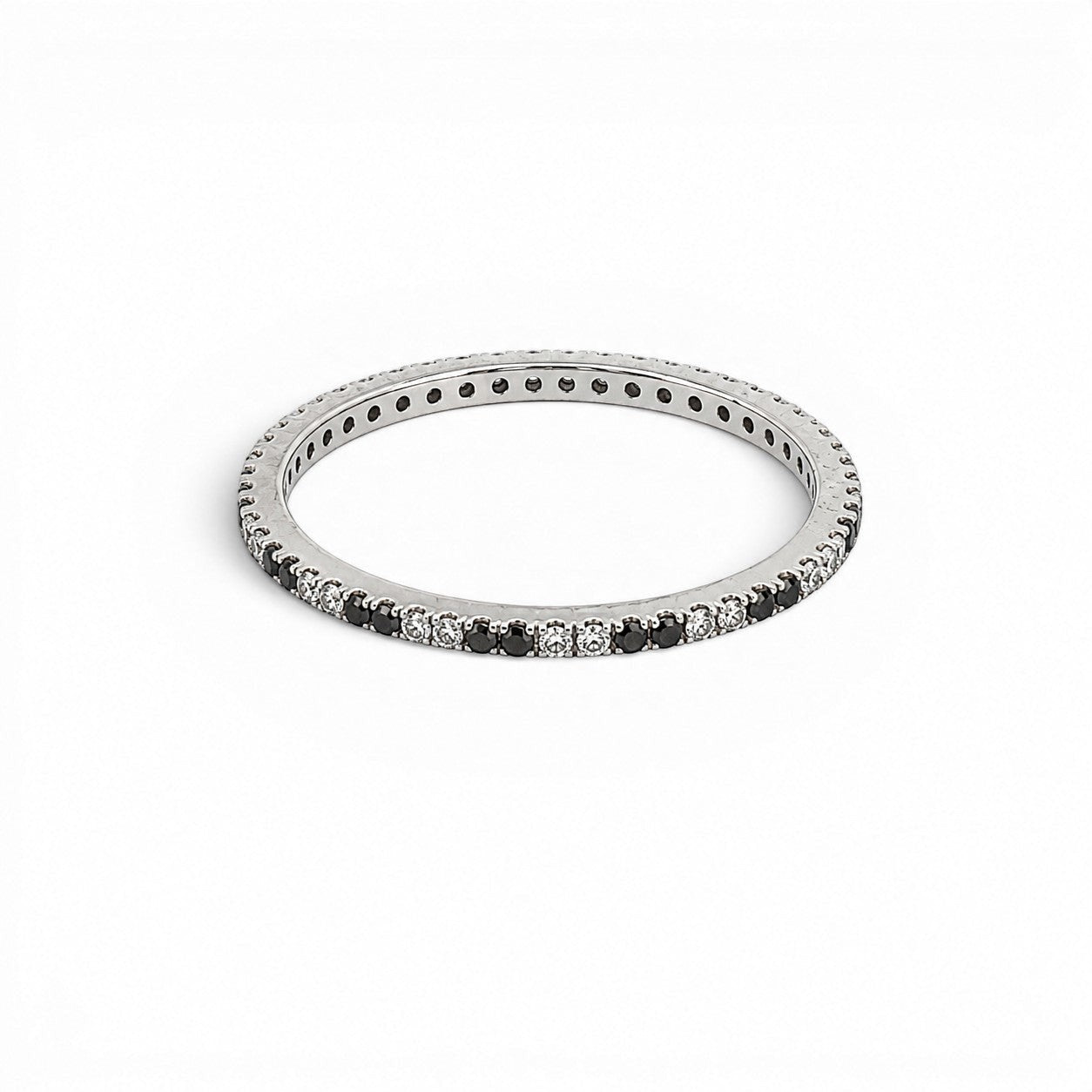 18K White Gold Black & White Diamond Eternity Band