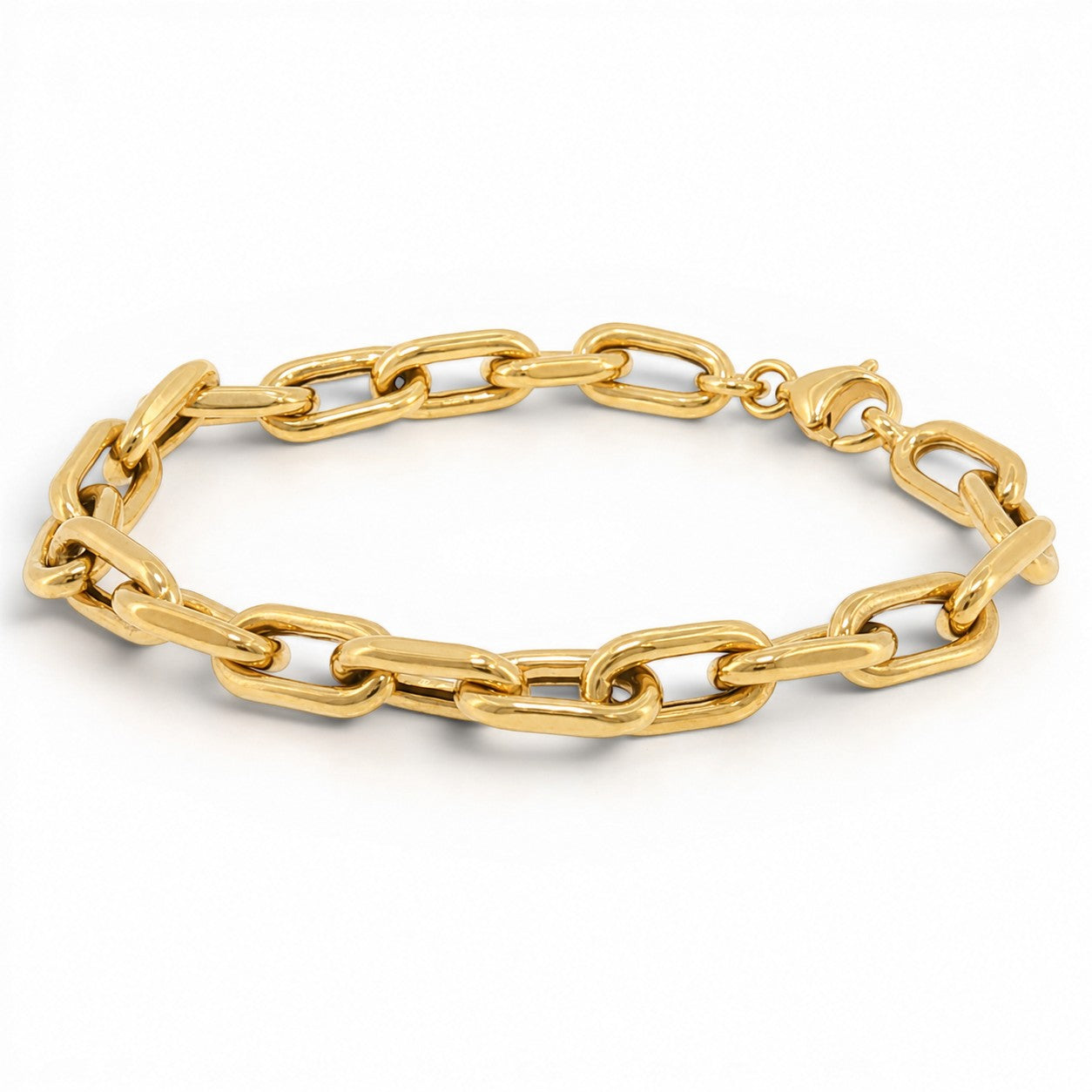 14K Yellow Gold Italian Elongated Link Bracelet-Bijoux Village Fine Jewellers