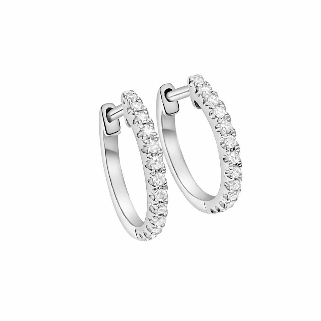 Diamond Huggie Hoop Earrings (10 mm)-Bijoux Village Fine Jewellers