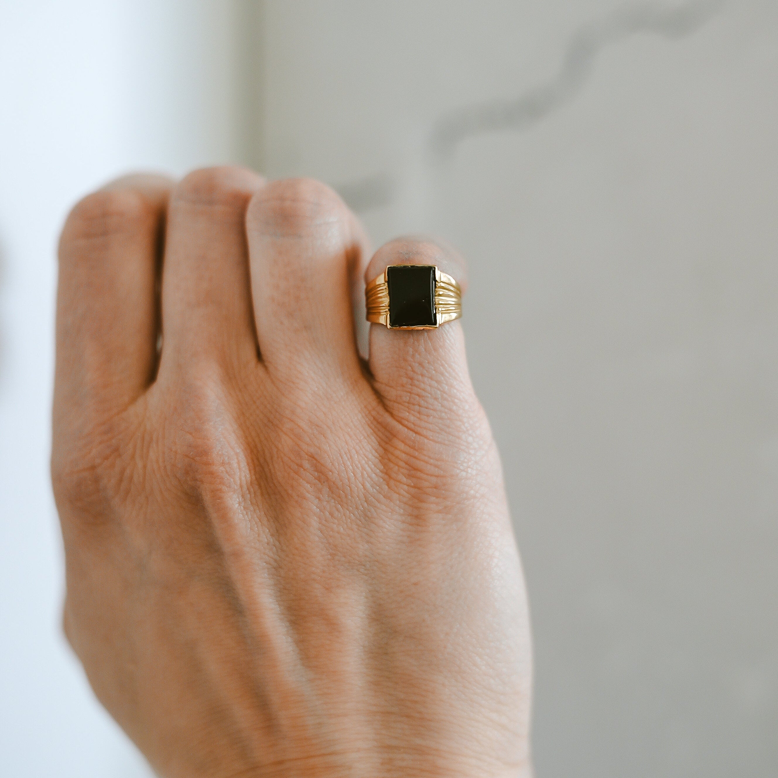 Antique Black Onyx Signet Ring-Bijoux Village Fine Jewellers