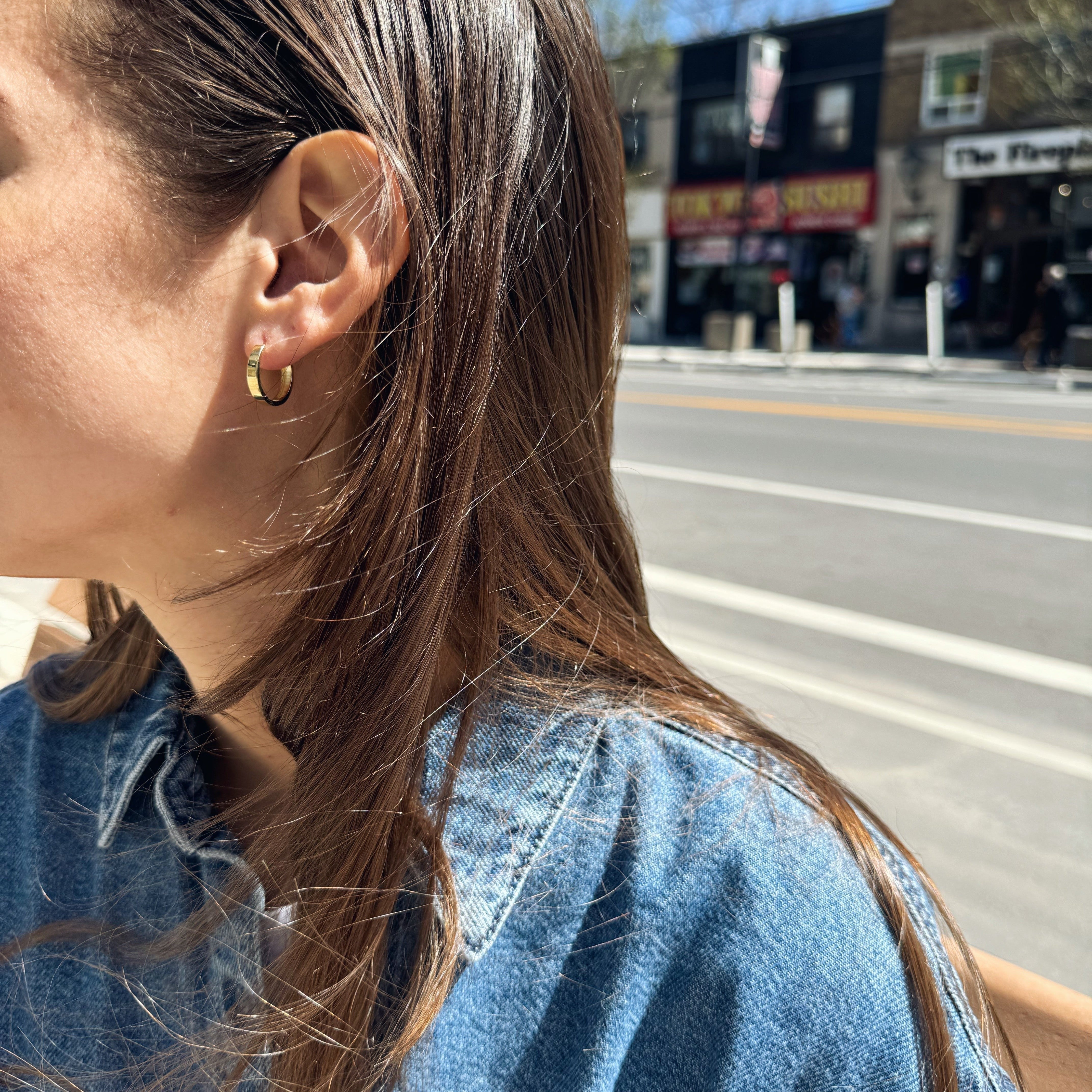 Flat Polished Huggie Hoops-Bijoux Village Fine Jewellers