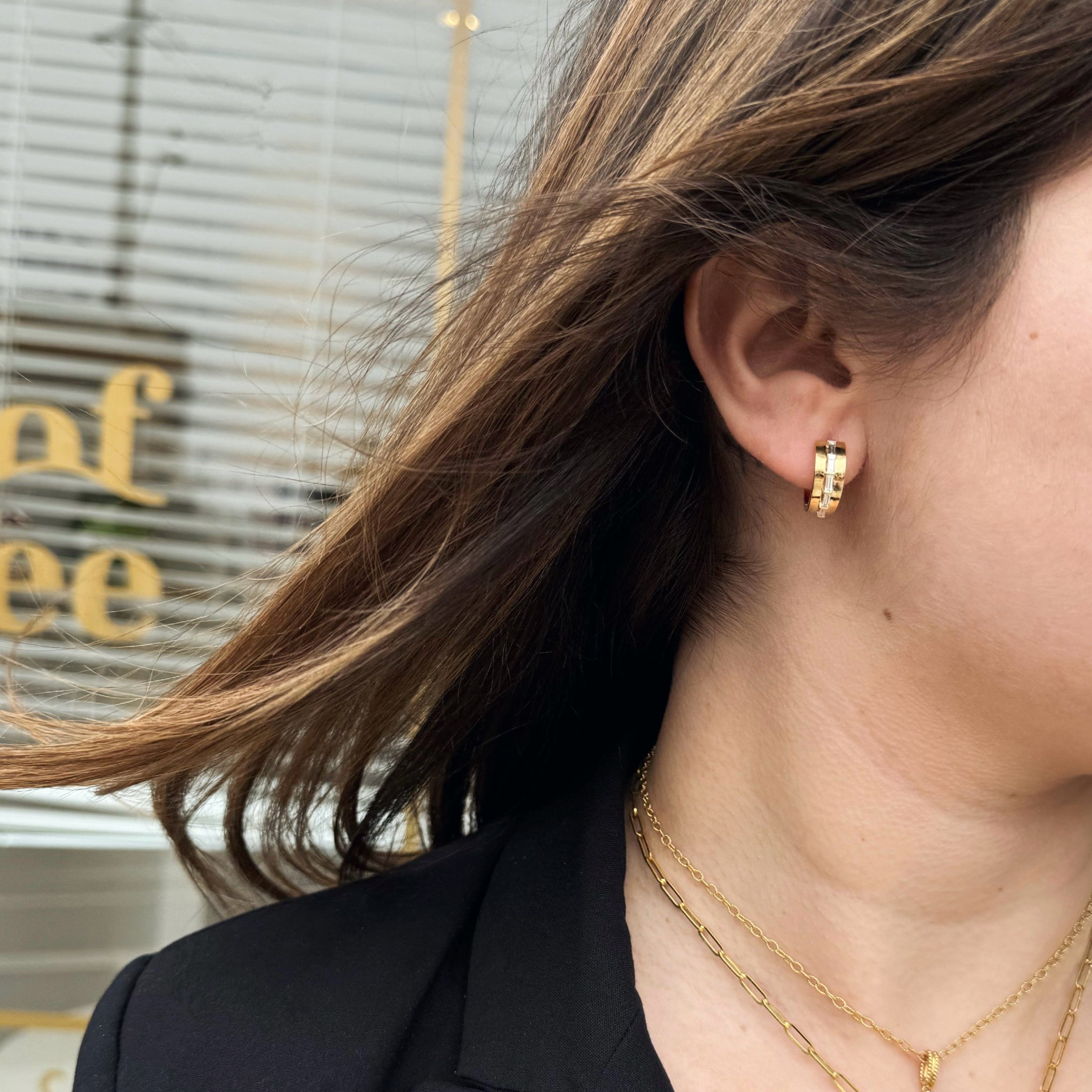 Baguette Diamond Huggies-18 Karat-Bijoux Village Fine Jewellers