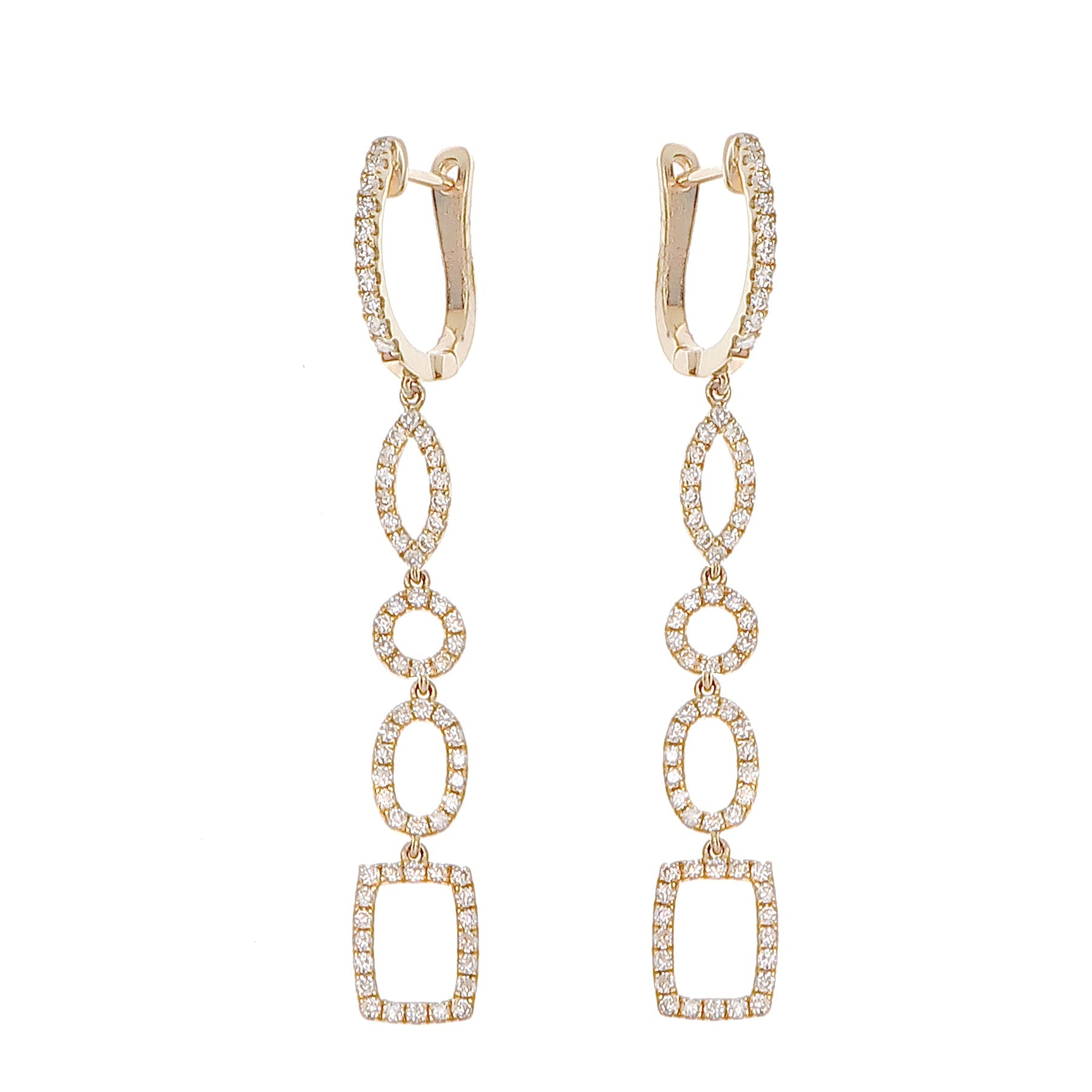 Geometric Diamond Drop Earrings-Bijoux Village Fine Jewellers