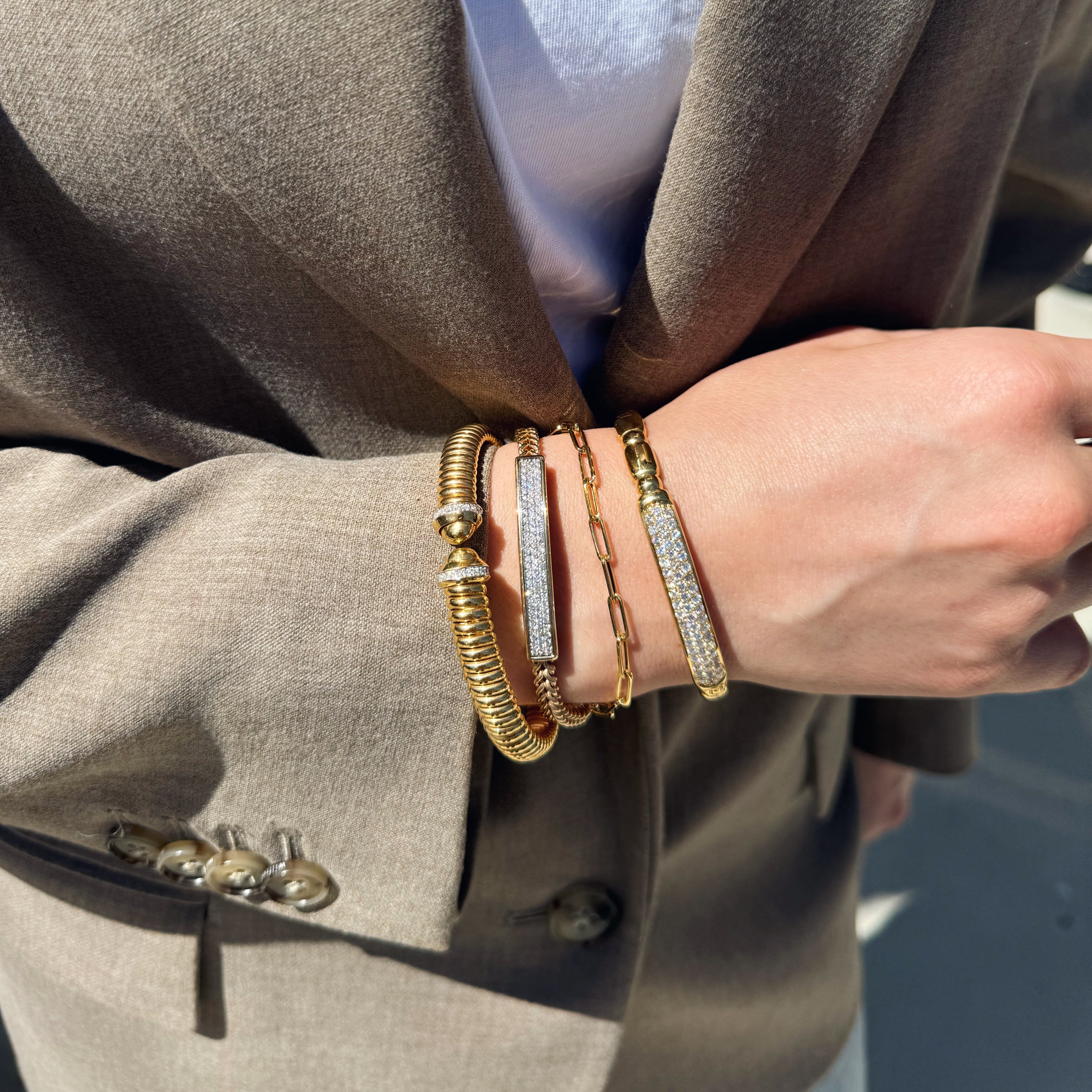 Yellow Gold Diamond Pavé Bangle-Bijoux Village Fine Jewellers