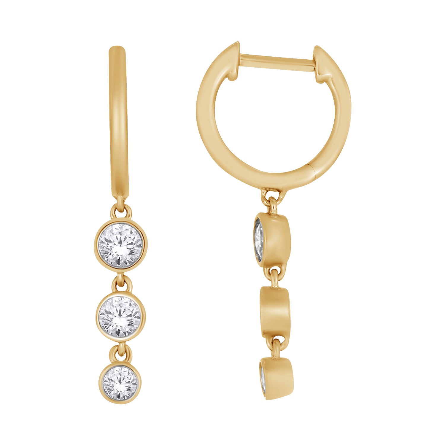 Three-Stone Drop Huggies-Bijoux Village Fine Jewellers