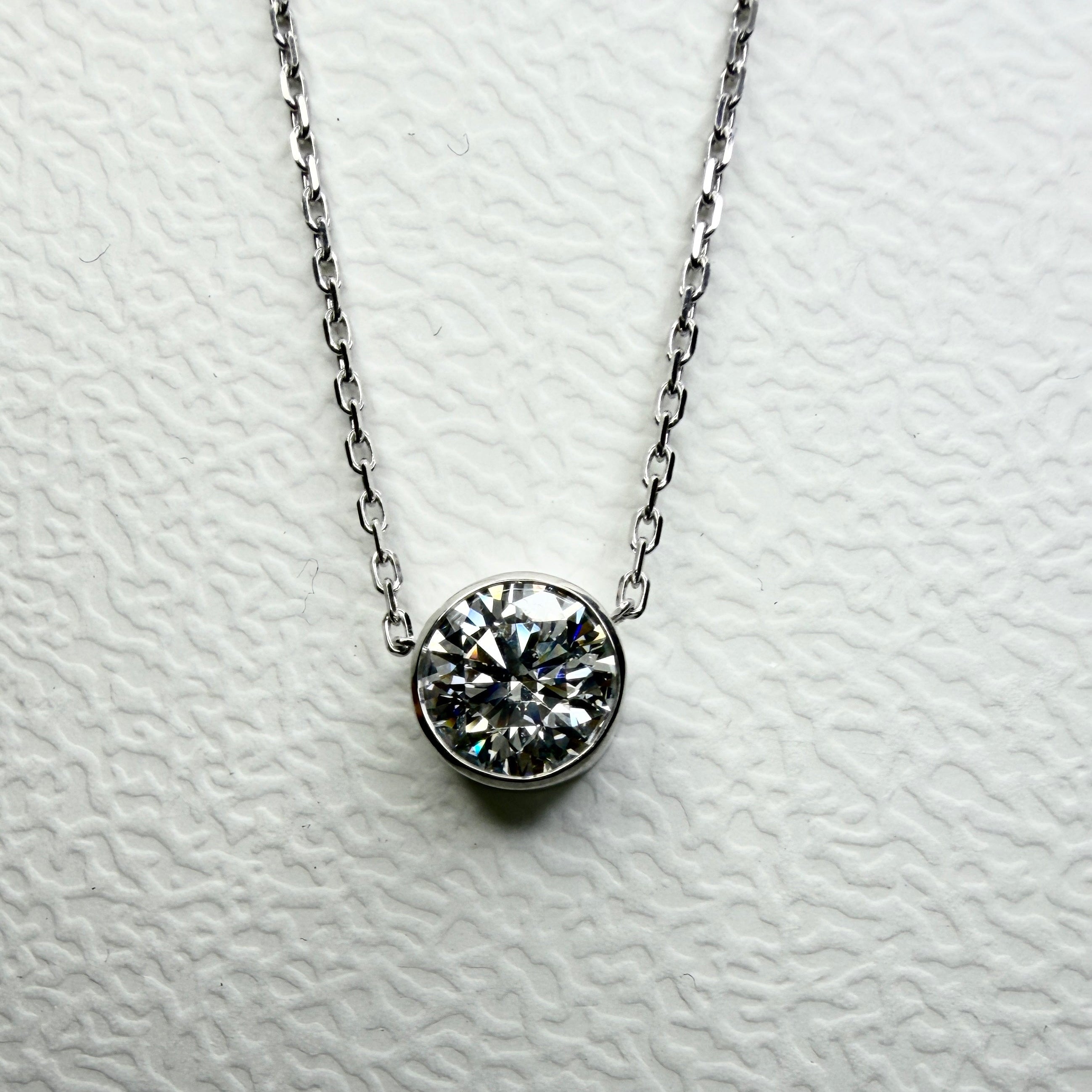 1.5 CTs Lab Grown Bezel Set Diamond Necklace-Bijoux Village Fine Jewellers