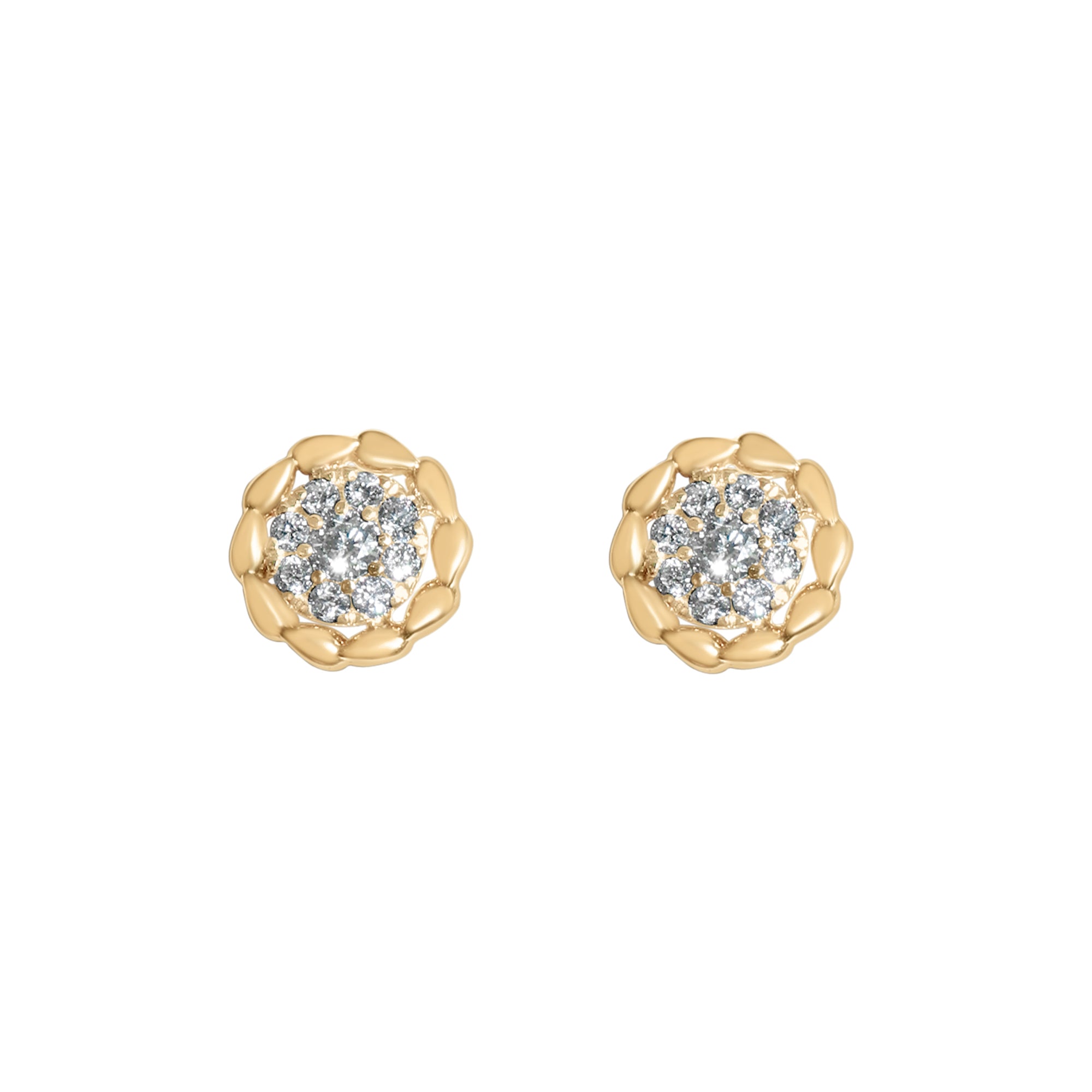 Diamond Cluster Stud Earrings-18 Karat-Bijoux Village Fine Jewellers