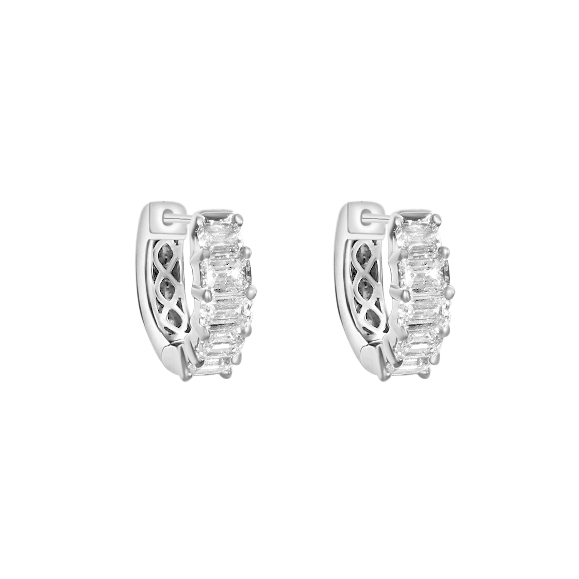 Emerald Cut Elegance Hoops-Diamond-Bijoux Village Fine Jewellers