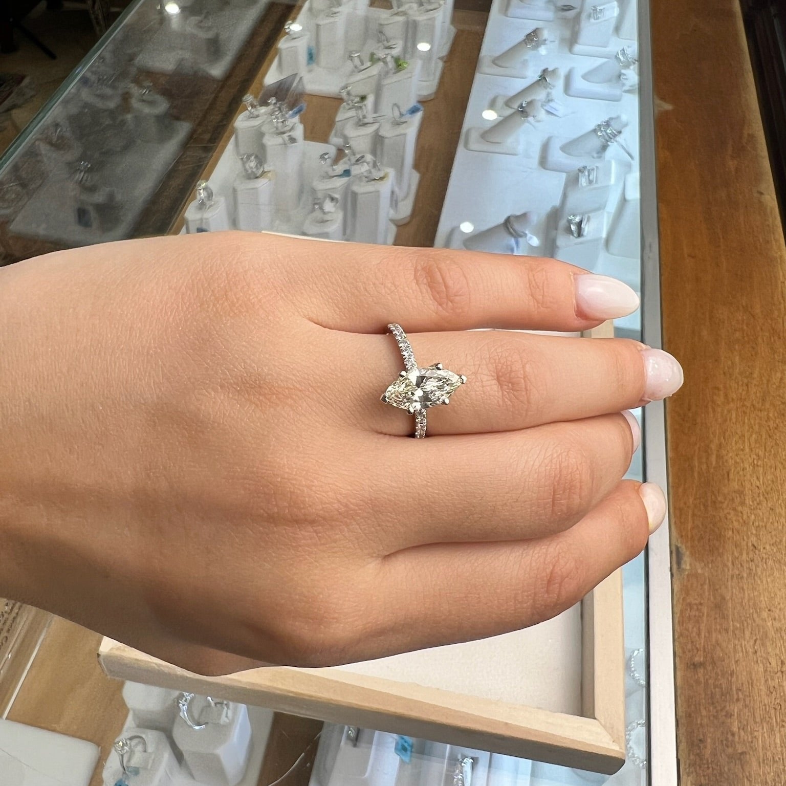 Marquise Natural Diamond Engagement Ring-Diamond-Bijoux Village Fine Jewellers