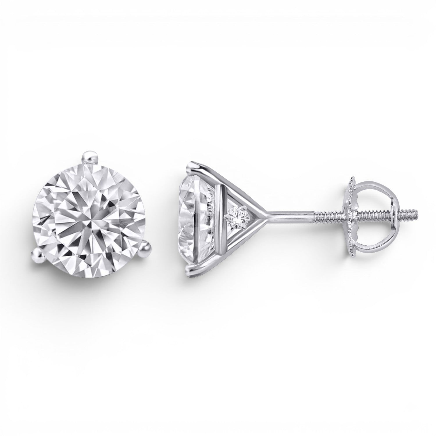 Martini-Set Lab-Grown Diamond Stud Earrings in White Gold-Bijoux Village Fine Jewellers