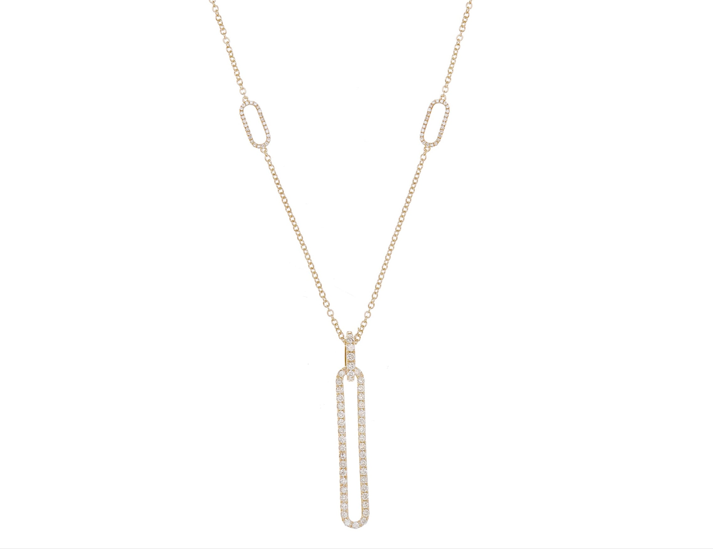 Gold Diamond Paperclip Pendant Necklace – 1.88 CT-18 Karat-Bijoux Village Fine Jewellers